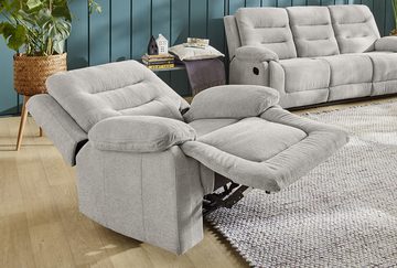 luma-home Relaxsessel 15501 (TV-Sessel mit halbautomatischer Relaxfunktion 101 cm breit), Federkern, Wellenunterfederung, Bezug Chenille, Grau