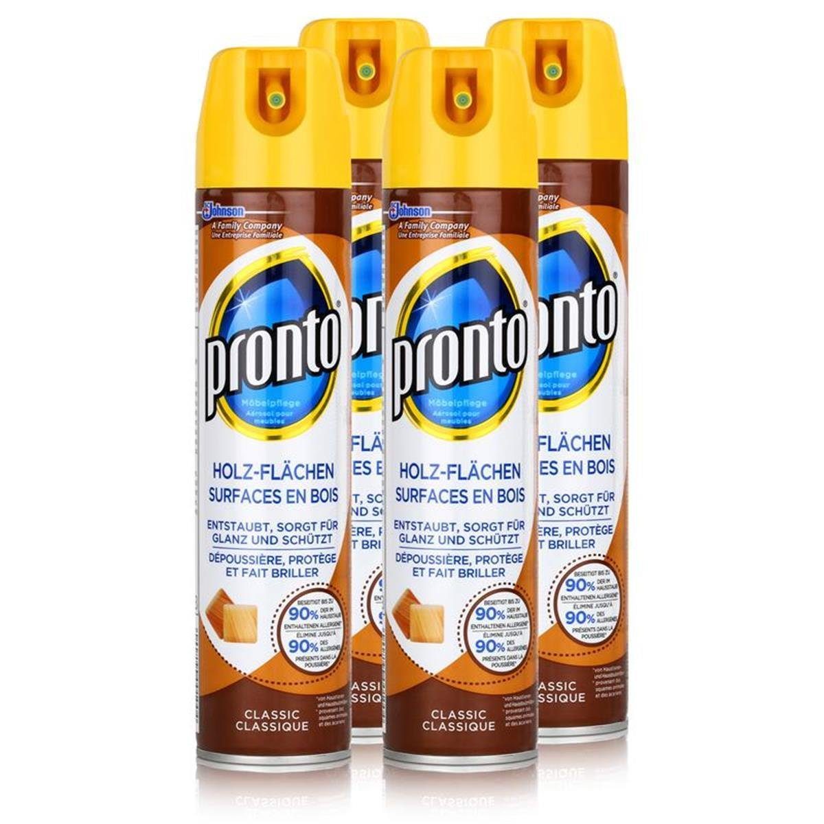 Pronto Pronto Holz-Flächen Classic 250ml - Entstaubt, Glanz und Schützt (4er Spezialwaschmittel