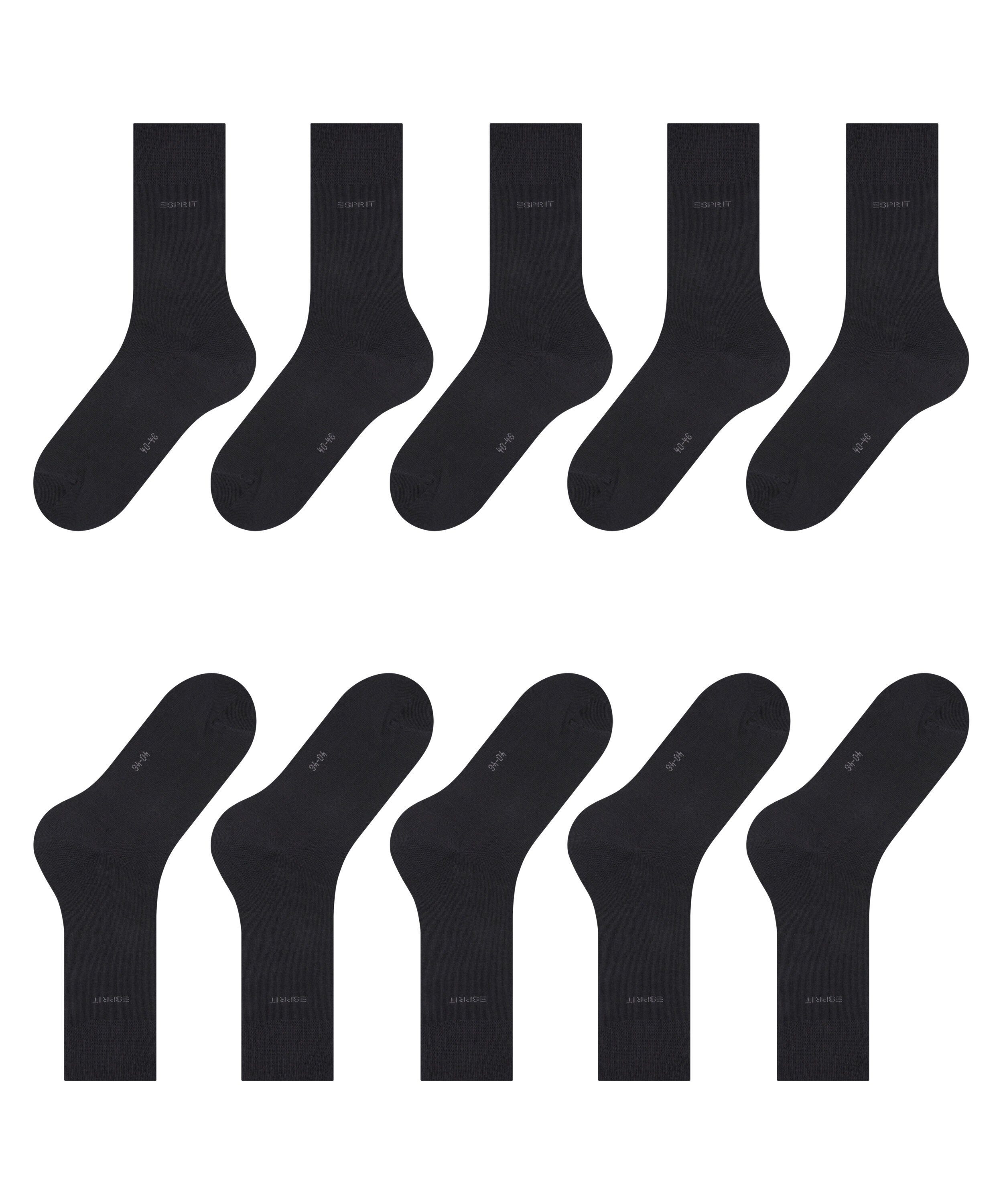 Esprit Socken Uni 5-Pack Socken aus hautfreundlicher Baumwolle (5-Paar) aus hautfreundlicher Baumwolle