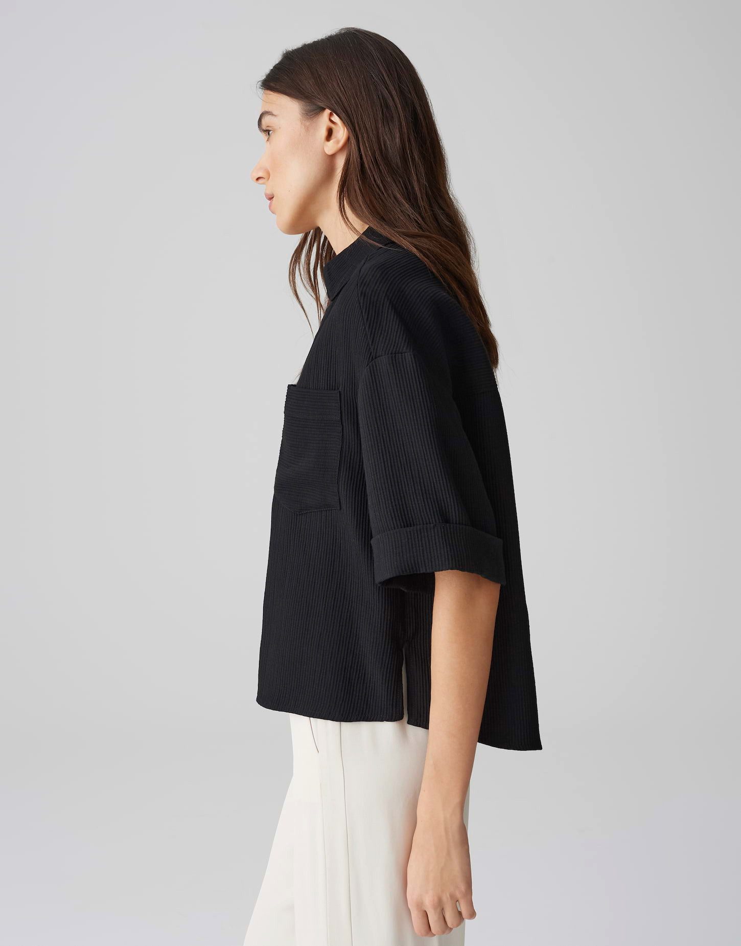 Kurzarmbluse FIORA Loose im Crinkle-Look