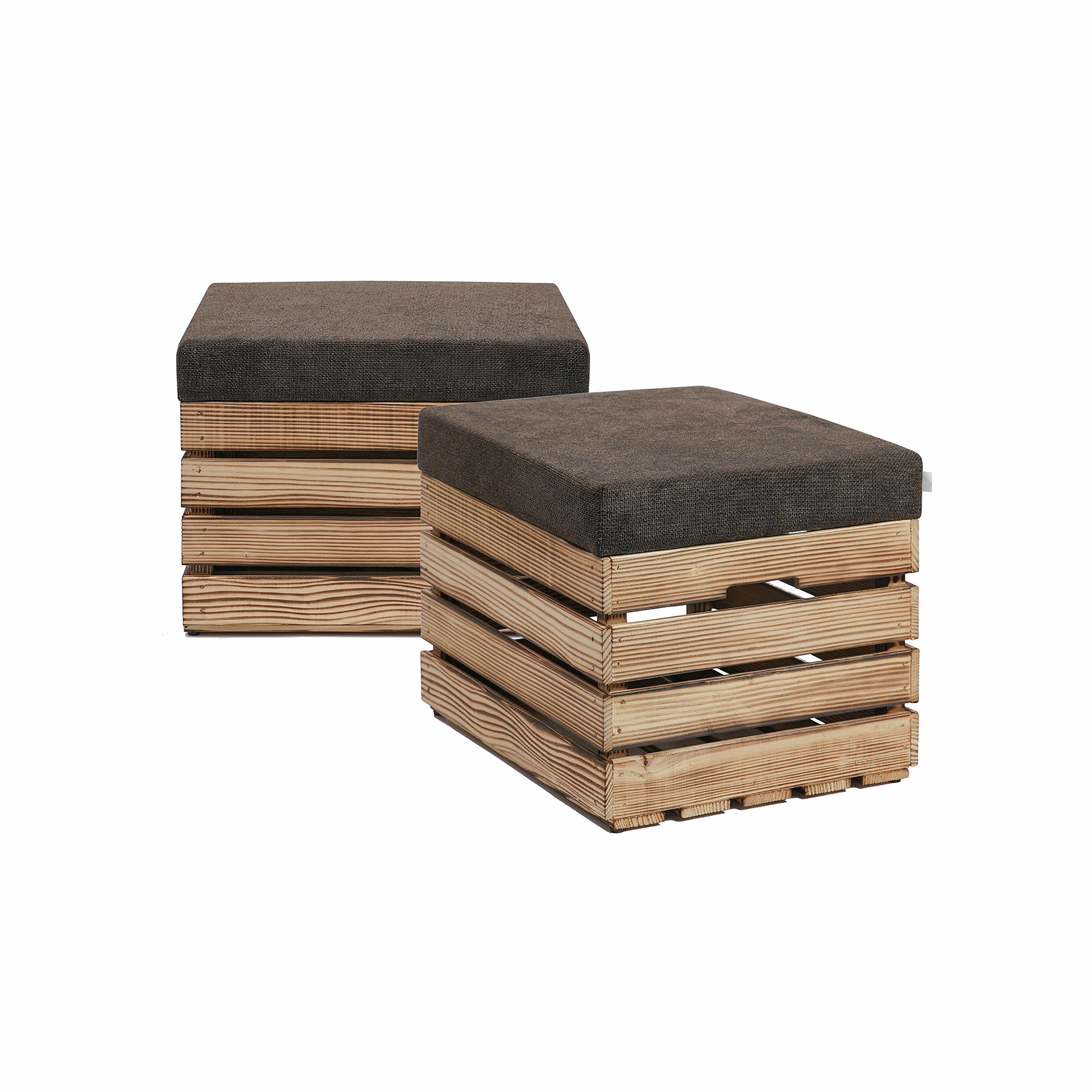 GrandBox Dekokiste GrandBox Sitzhocker Holz 37x40x50 mit Polster, Sitz