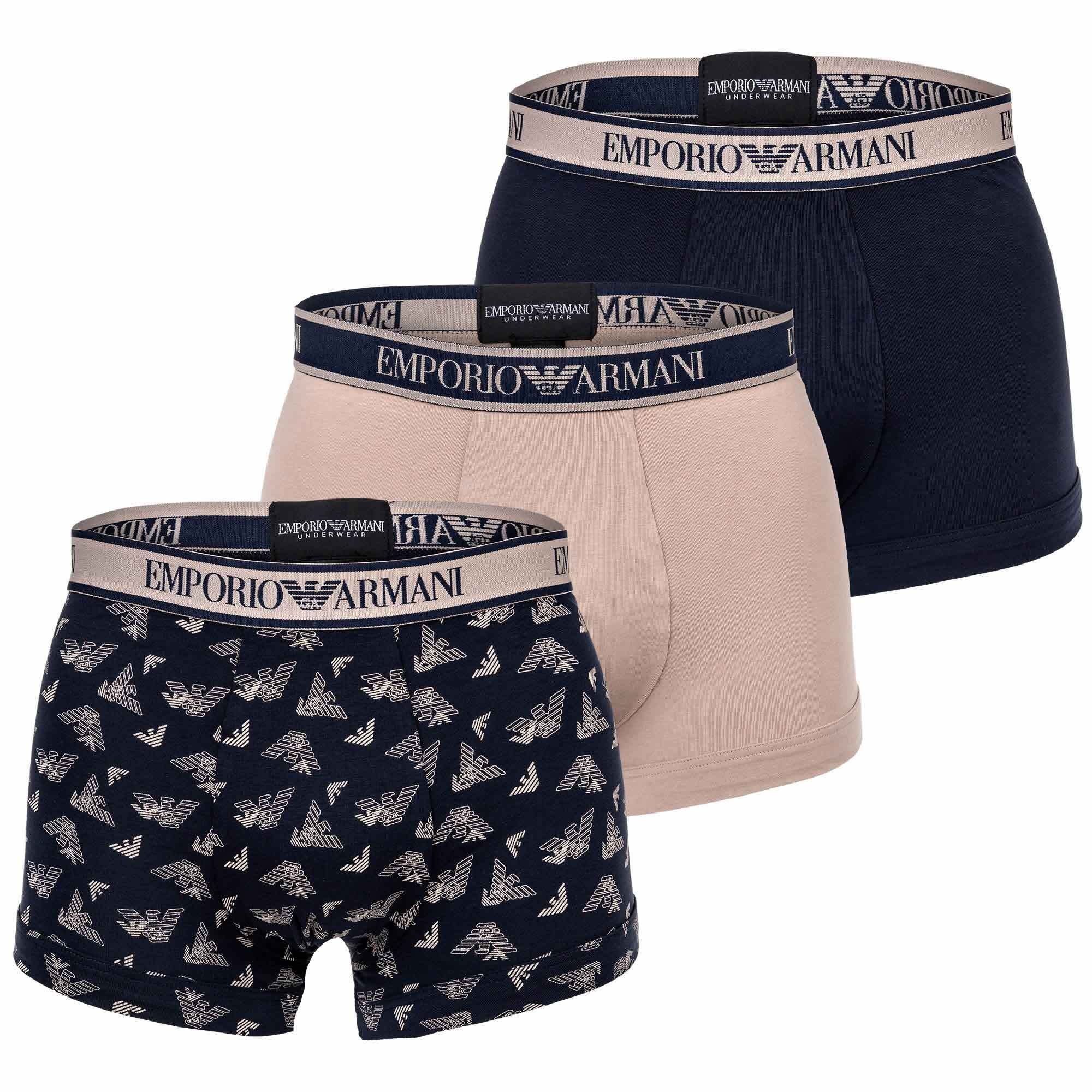 Boxer LOGOBAND 3er CORE Beige/Marine Herren Boxershorts, Pack Armani Emporio -