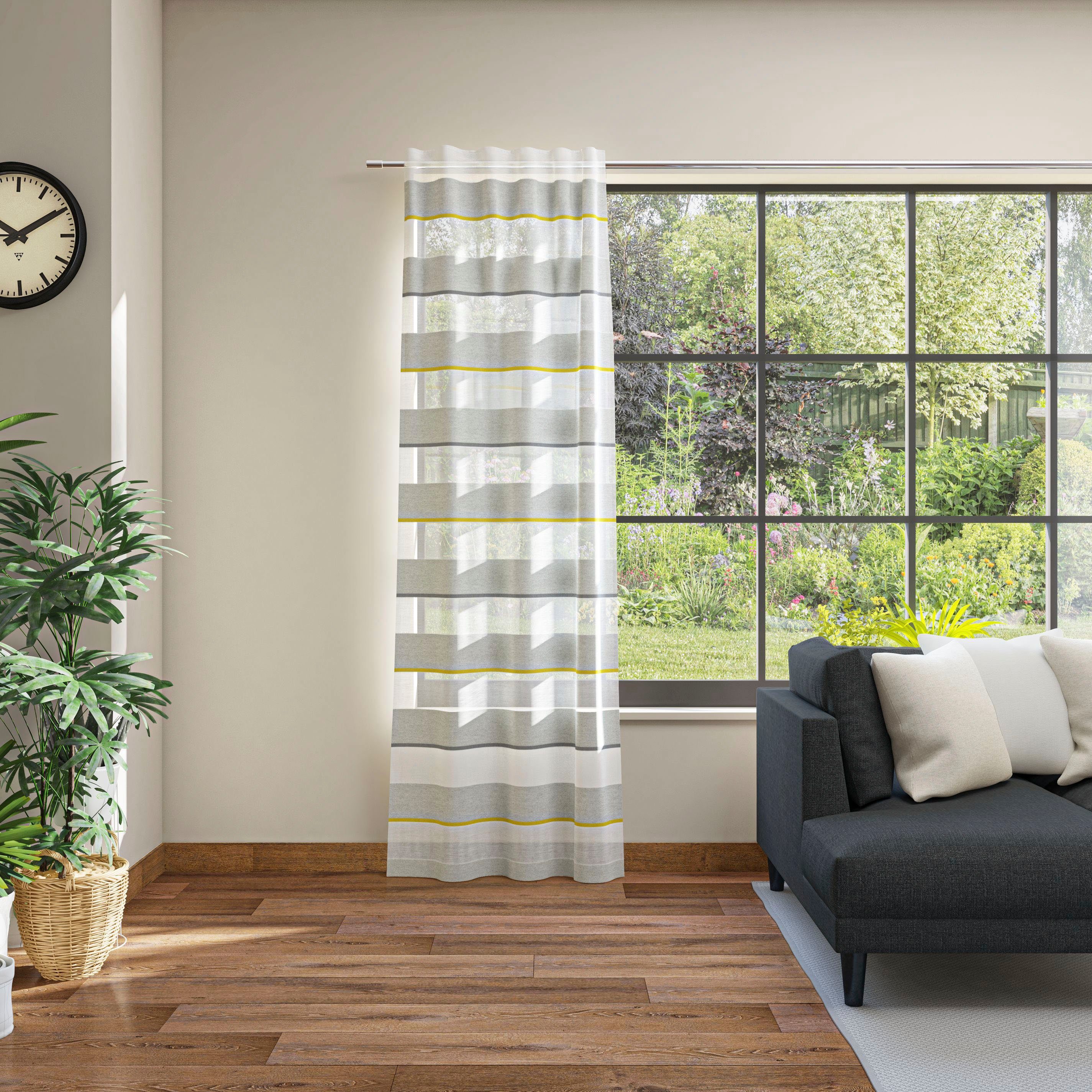 Vorhang halbtransparent, Neutex (1 silberfarben/gelb/weiß Eco, Nachhaltig St), for you!, Leila Multifunktionsband