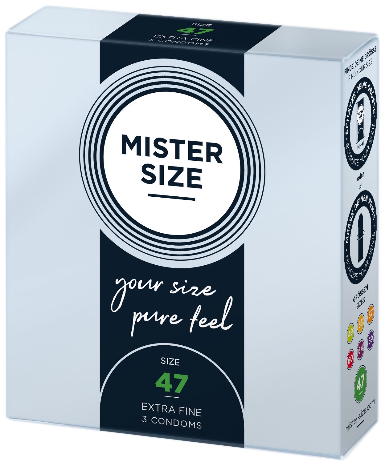Stück, gefühlsecht & Nominale Breite Kondome feucht SIZE MISTER 47mm, 3