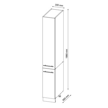 Vicco Hochschrank Küchenschrank 30 cm Fame-Line Weiß Landhaus