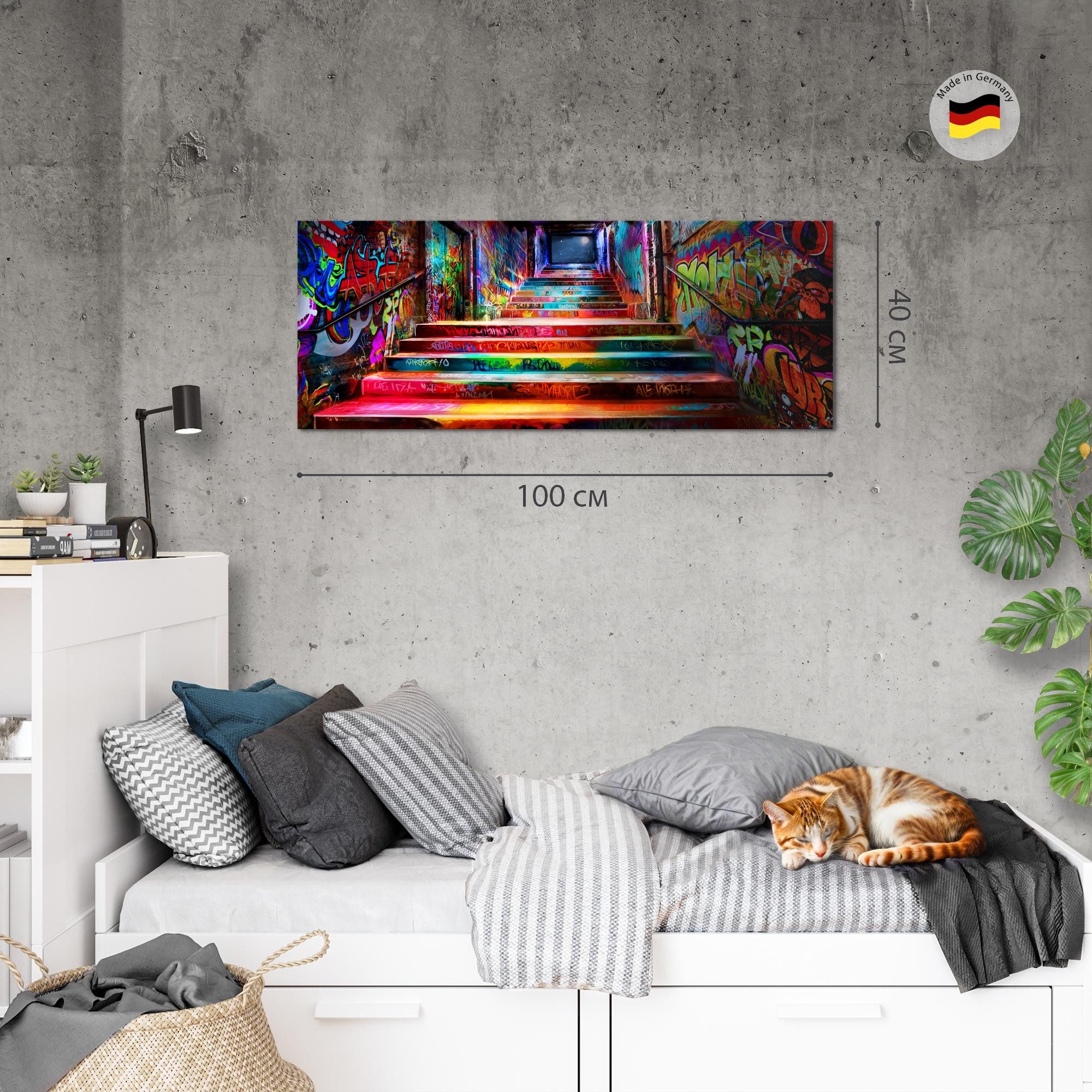 Runa Art XXL-Wandbild Wandbild Street Art Bilder Wanddeko Loft Graffiti, Treppen