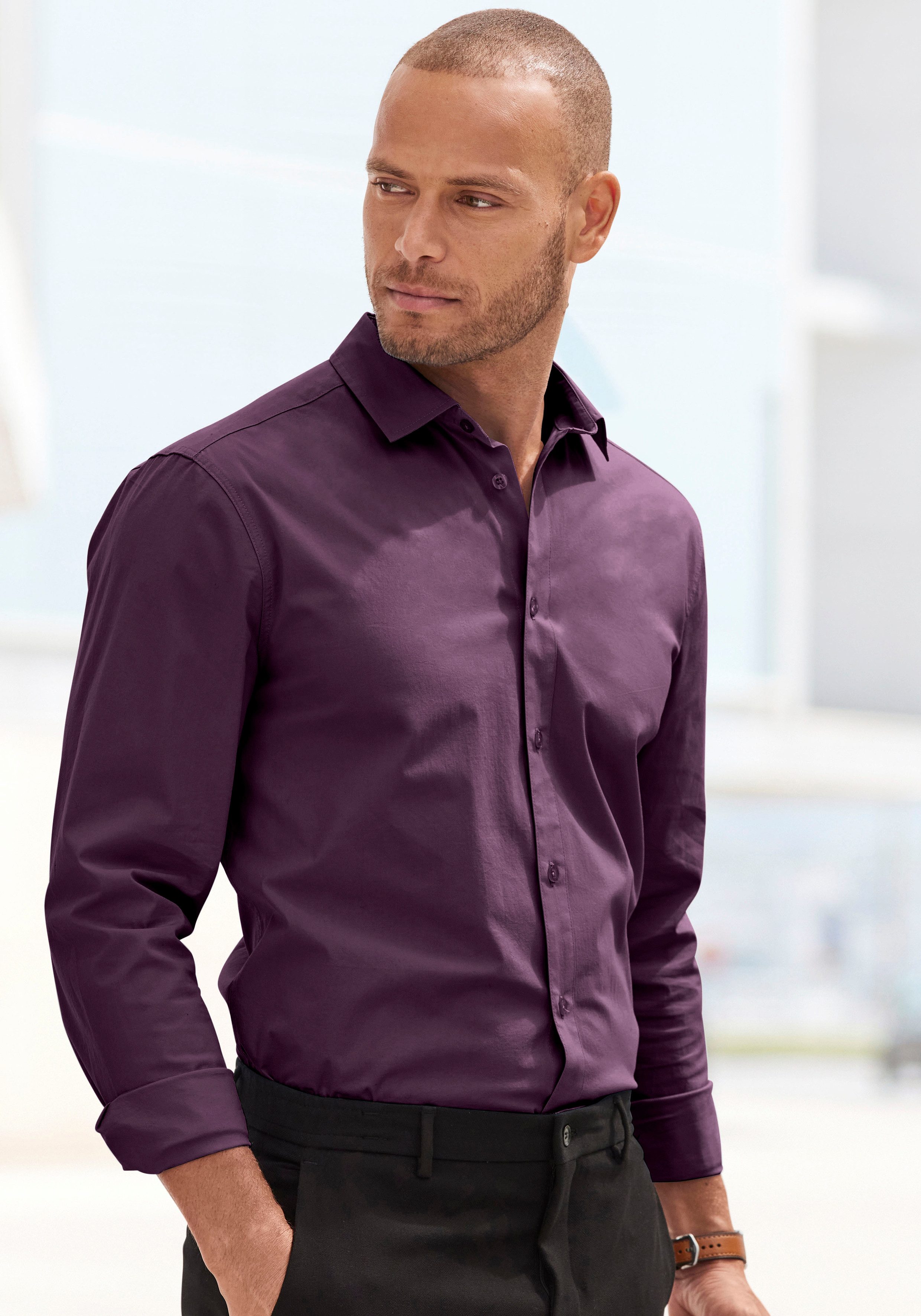 John Devin Langarmhemd elastische Baumwollqualität für maximale Bewegungsfreiheit durch Stretch