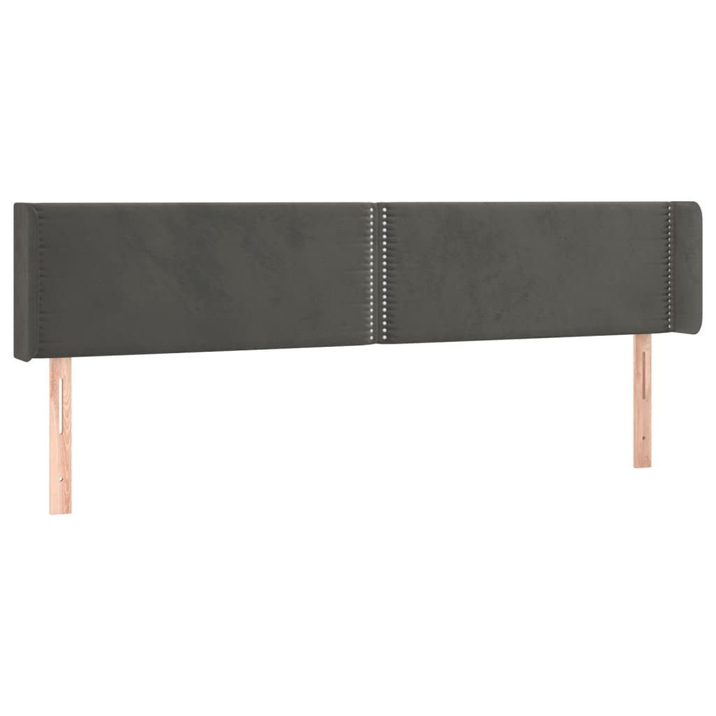 Bett Kopfteil mit Ohren Dunkelgrau 203x16x78/88 cm Samt