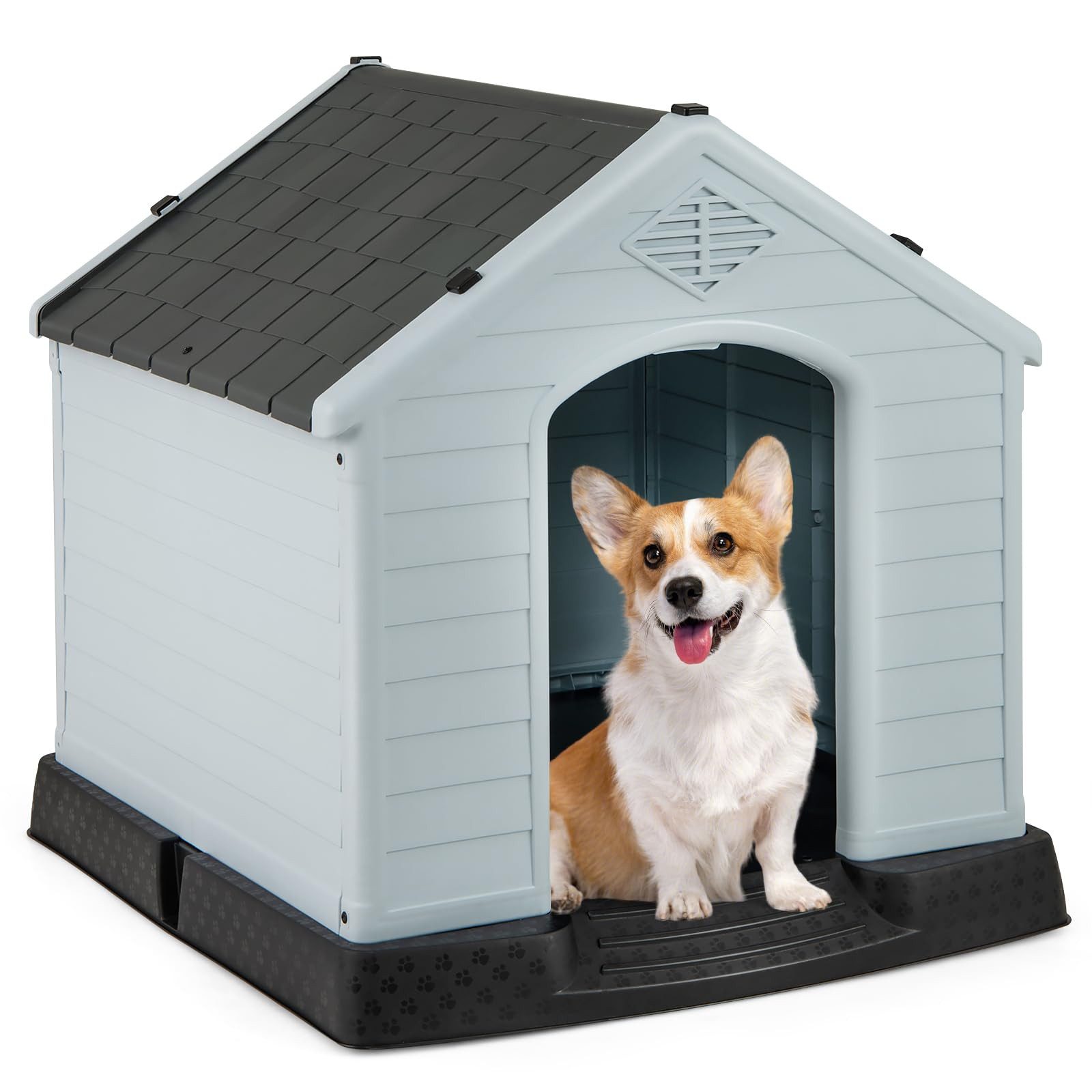 COSTWAY Hundehütte Hundehaus, Hundehöhle, für Drinnen & Draußen, 70x65x71,5 cm