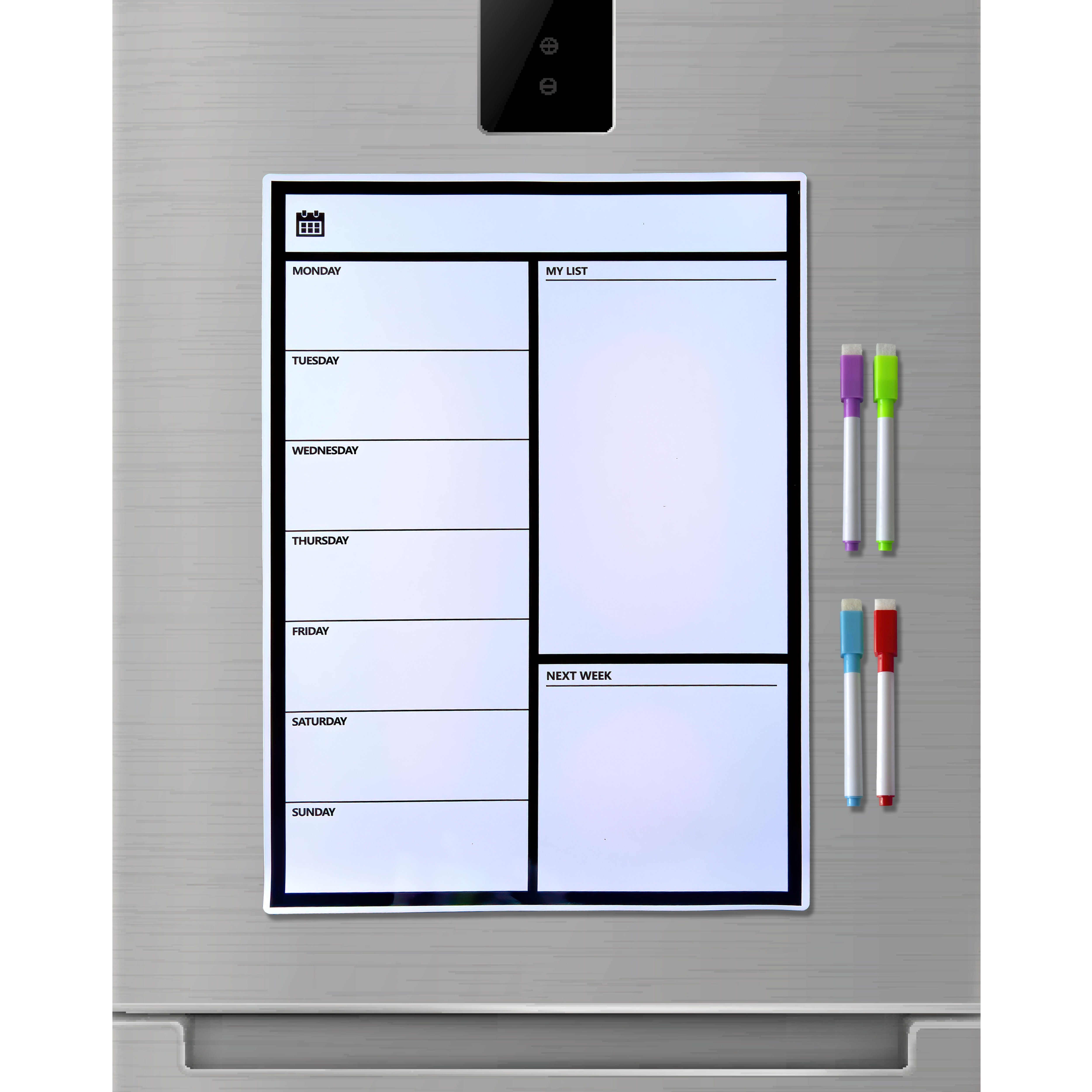 Goods+Gadgets Terminplaner GOODS+GADGETS Magnetischer Wochenplaner – Familienplaner Kühlschrank, Kühlschrank Familienplaner Magnet-Tafel
