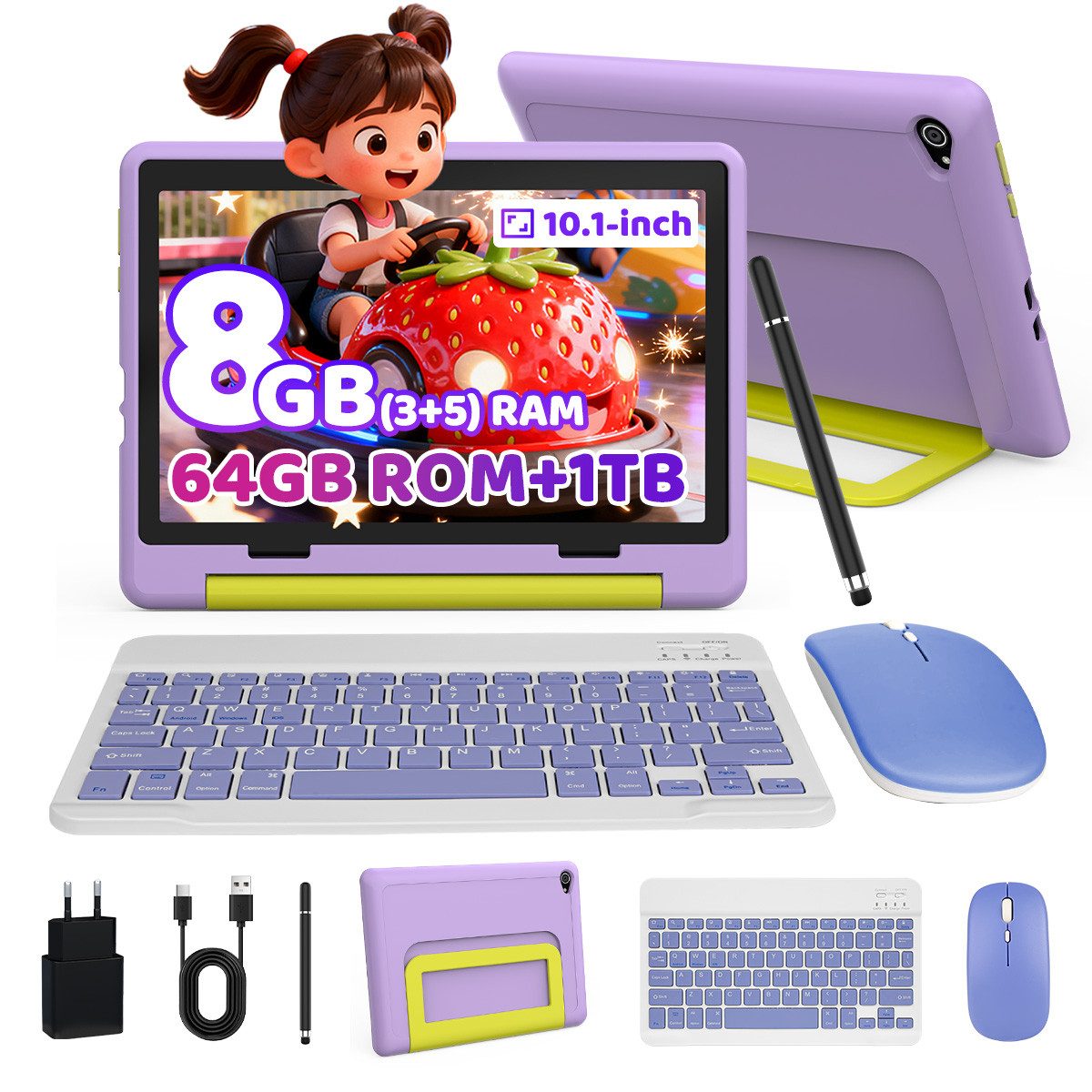 BUFO 10 Zoll Android 14, 8(3+5)GB+64GB, Elternkontrolle, langlebig Kinder Tablet (10", 64 GB, Android 14, mit Kindersicherung APP, Augenschutz-Display, robuste)