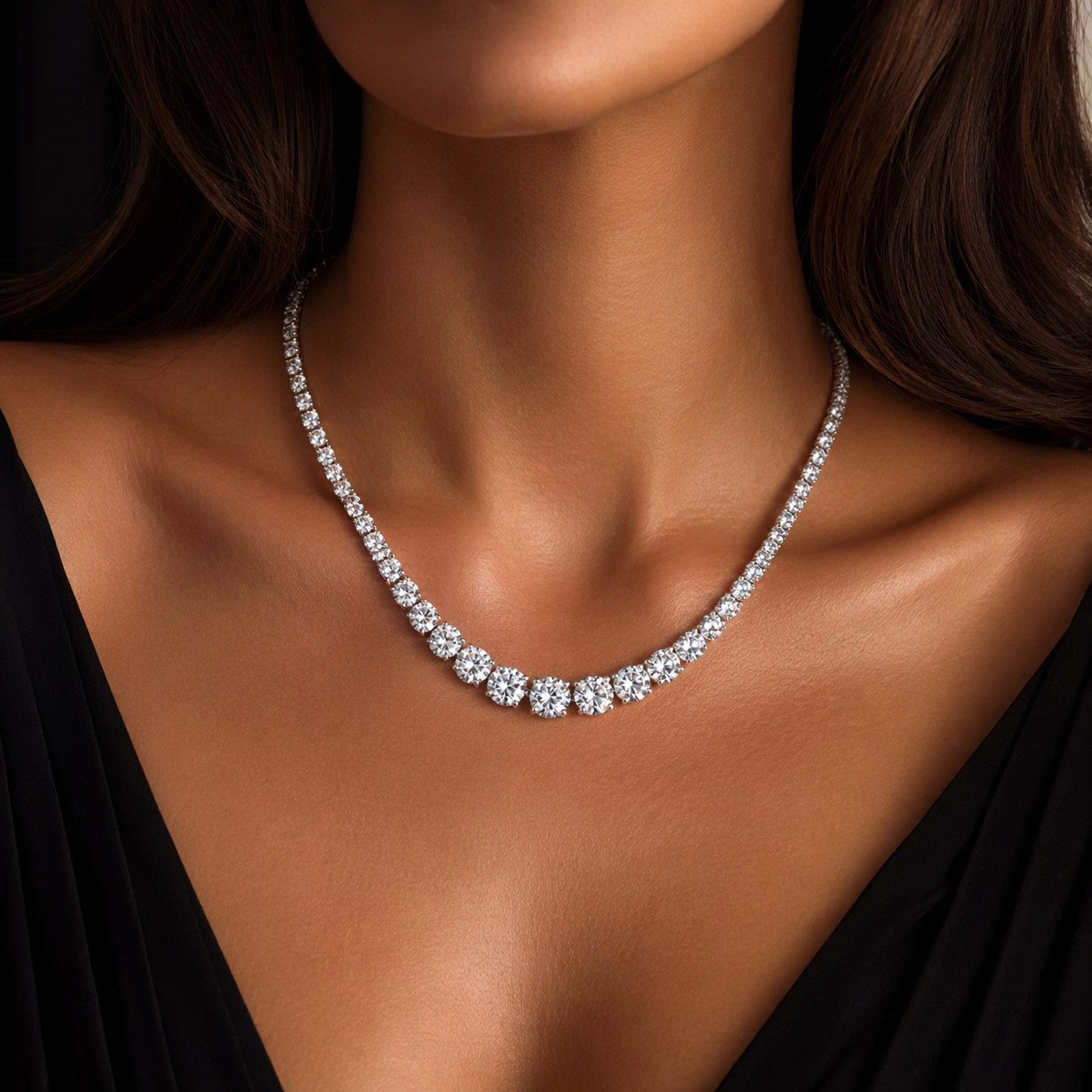 ROUGEMONT Collier Luxuriöse Damen Collier Halskette Zirkonia 45cm Belle Couture, Funkelndes Zirkonia Collier