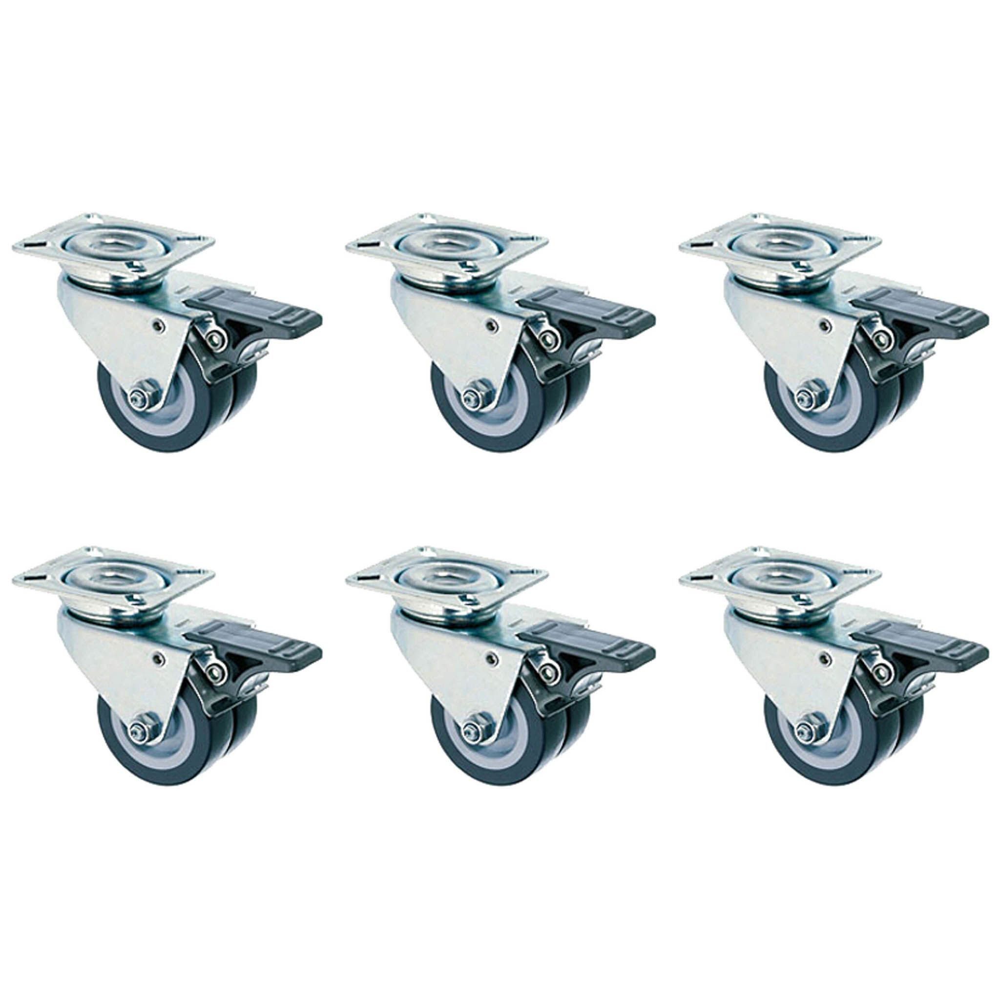 bene living Möbelrolle 6er Set Strandkorbrollen mit Feststeller, (Strandkorb-Zubehör, 6-St., 6er Set Strandkorb-Doppellenkrollen), mit Feststeller - inkl. Schrauben