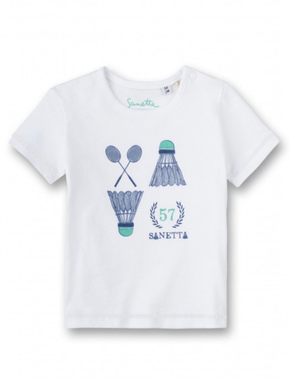 Sanetta T-Shirt Baby T-Shirt aus Baumwolle mit Badminton-Print und Kurzarm