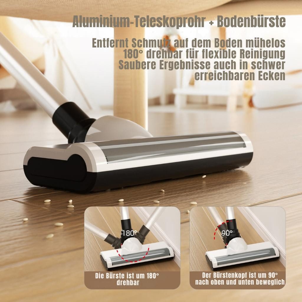 Goldstern-Tech Akku-Stielstaubsauger, 2-in-1 Akku-Staubsauger mit HEPA-Filter und 30 Min Laufzeit