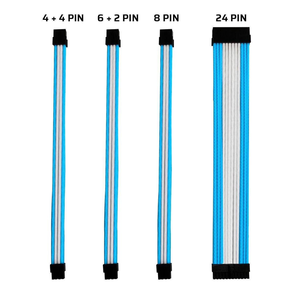 ONE GAMING Kabel-Sleeve-Set - Blau/Weiß - Computer-Kabel