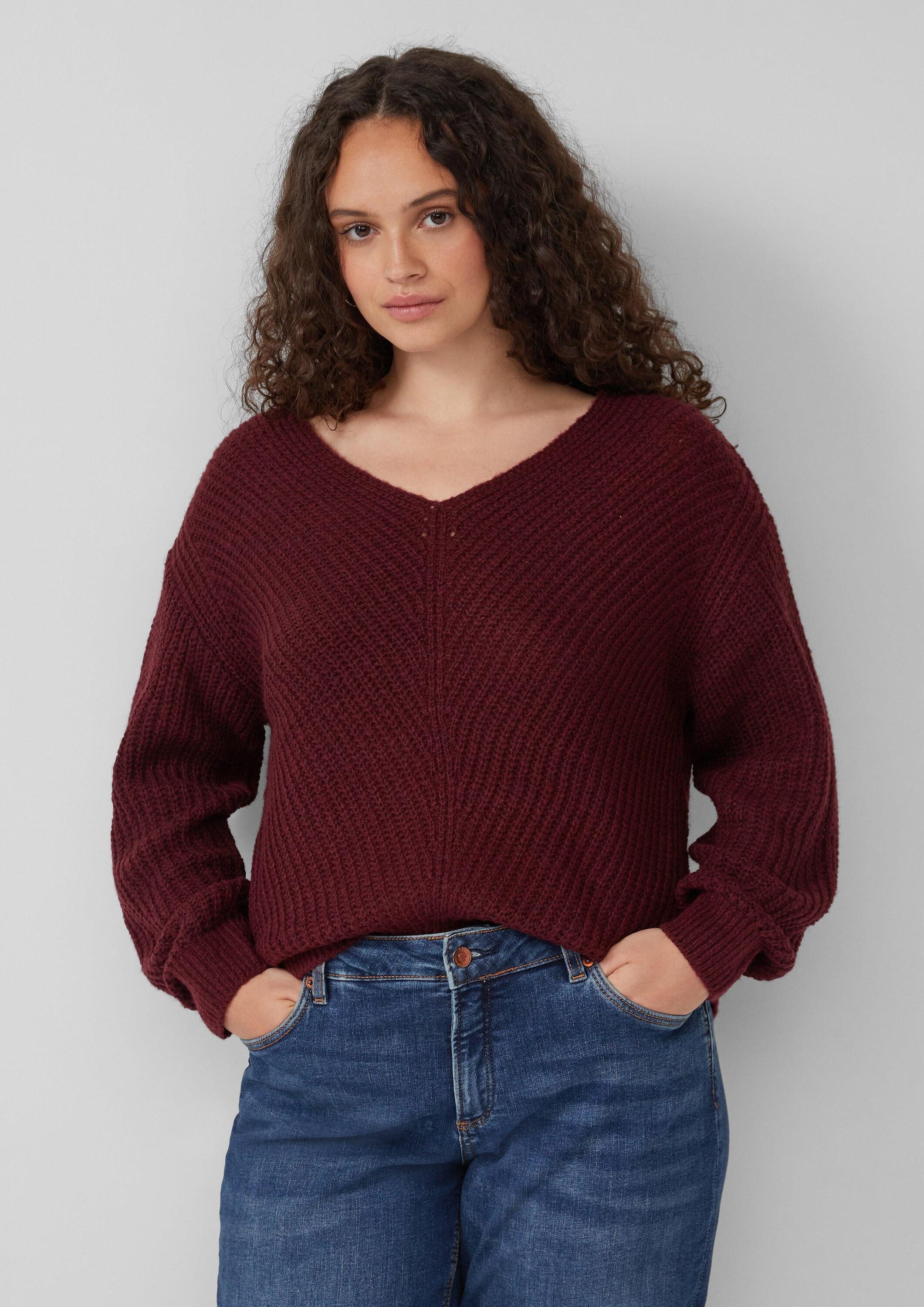 QS Longpullover Strickpullover Melierter Pullover mit günstig online kaufen