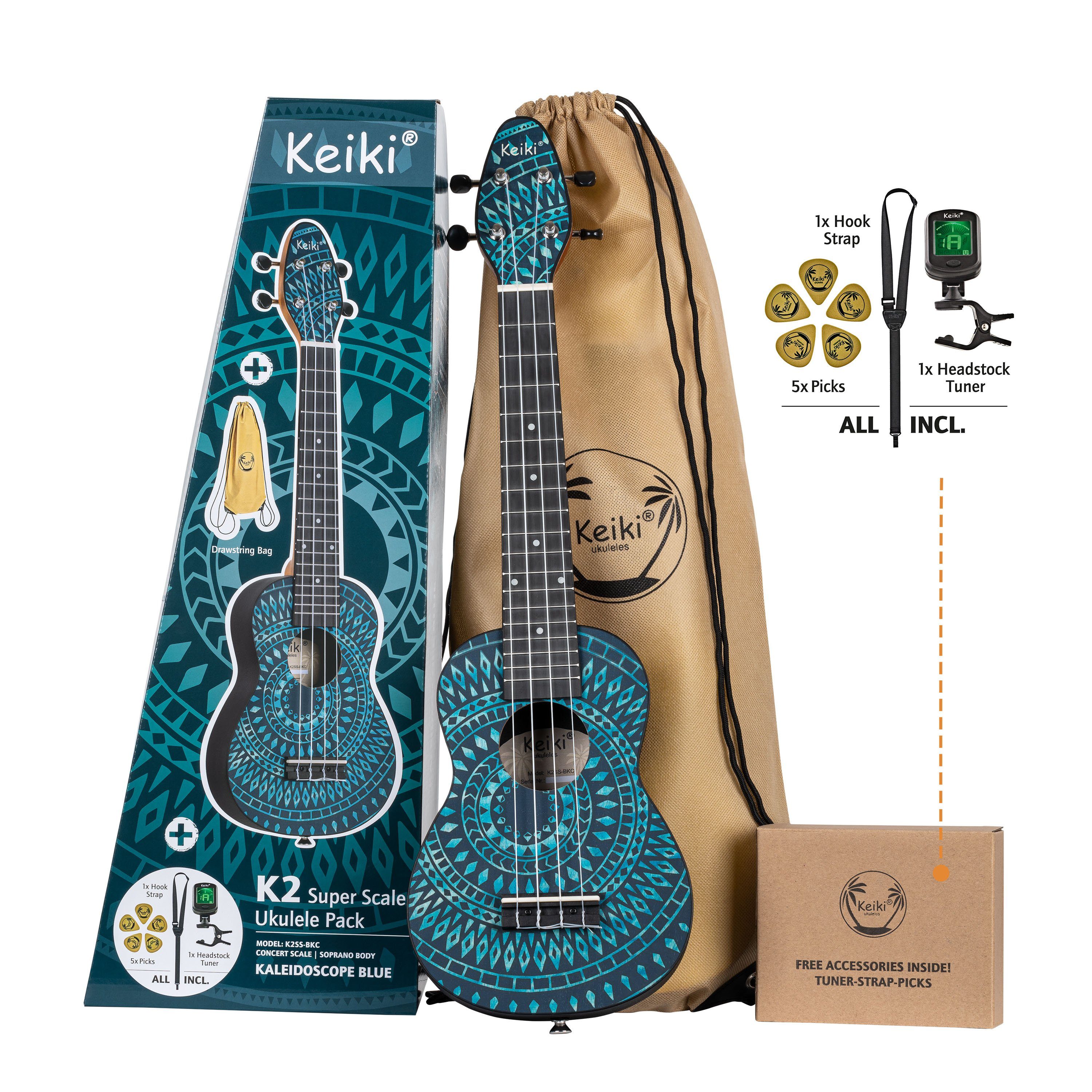 Ukulele K2 Super Scale Komplettset