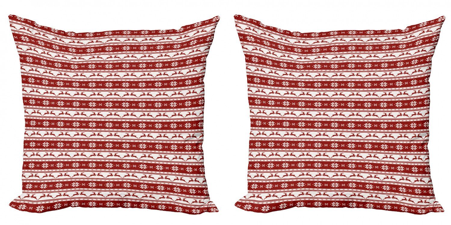 Modern Doppelseitiger Stück), Accent Digitaldruck, Winter-Rotwild-Schneeflocke Weihnachten Abakuhaus Kissenbezüge (2