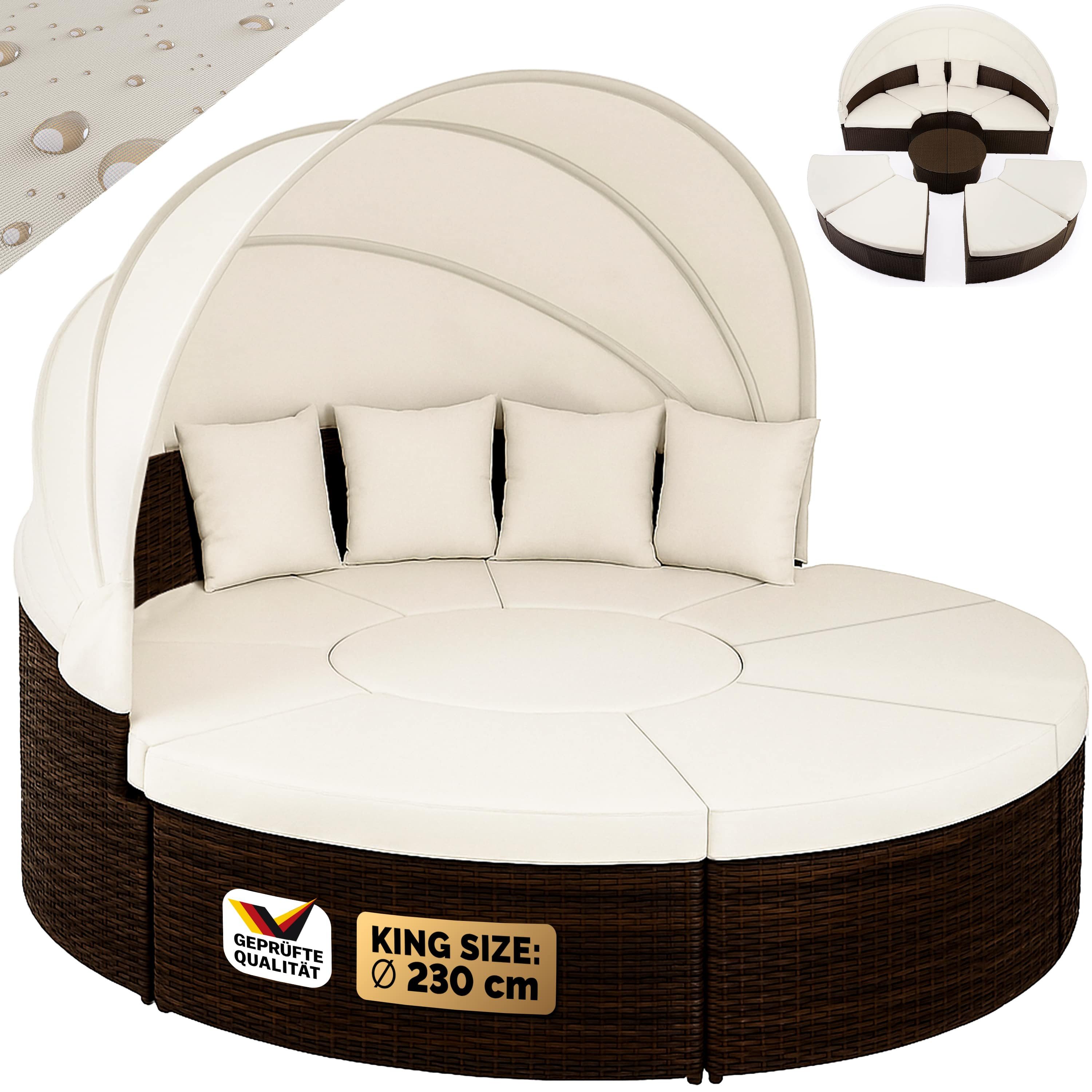 Casaria Sonneninsel Braun, 230cm Sonnenliege Polyrattan günstig online kaufen