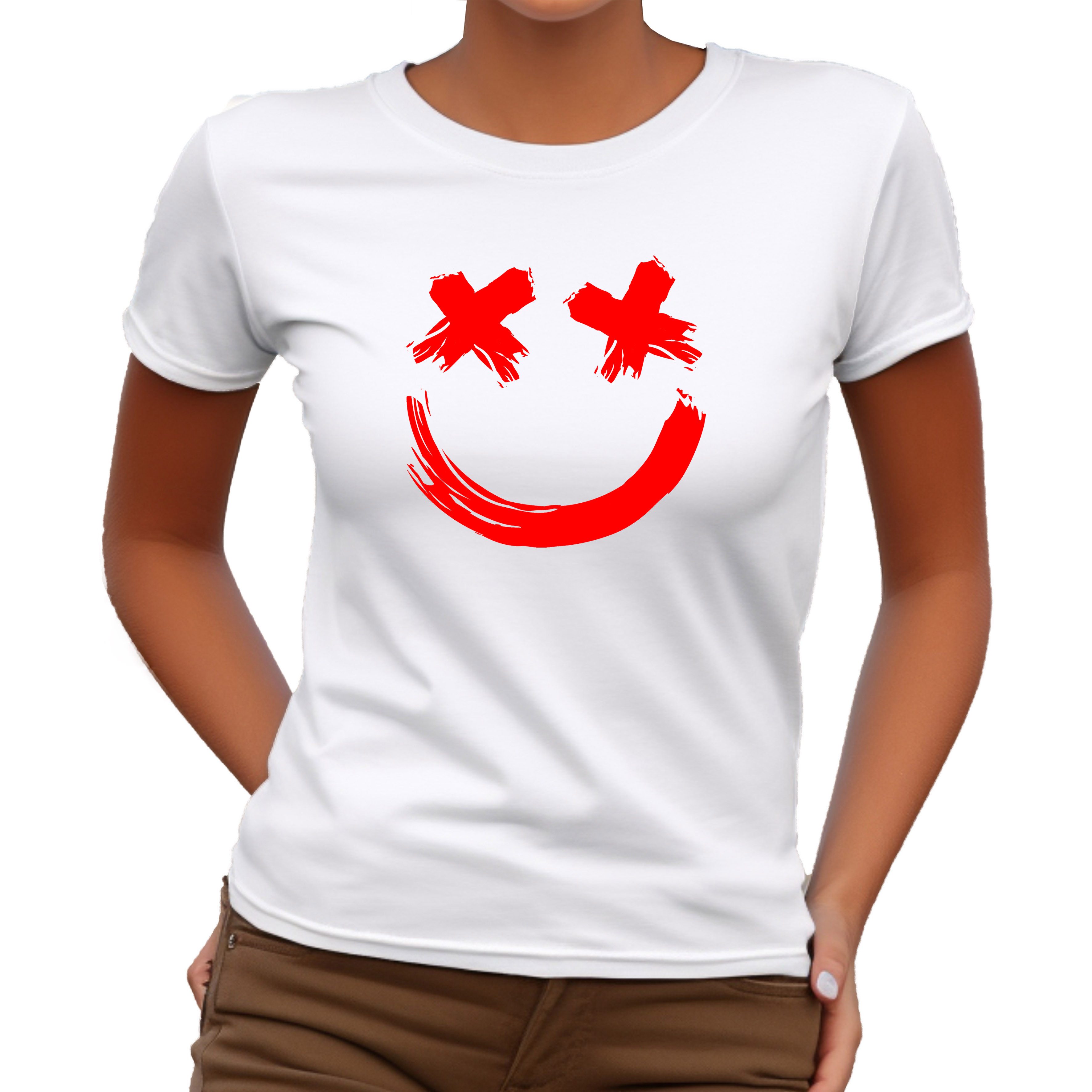 Banco T-Shirt Damen Unifarben Smiley Gesicht günstig online kaufen
