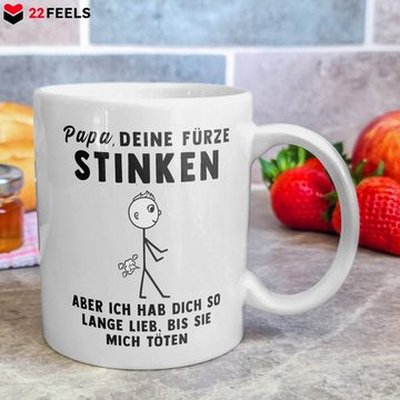 22Feels Tasse Papa Geschenk Vatertag Vater Geburtstag Kaffeetasse Mann Weihnachten, Keramik, Made in Germany, Spülmaschinenfest