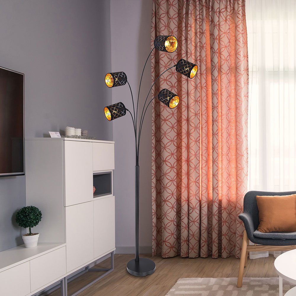 etc-shop Stehlampe, Leuchtmittel Stehlampe Schlafzimmerleuchte Standleuchte Textilschirme nicht 5-flammig, inklusive