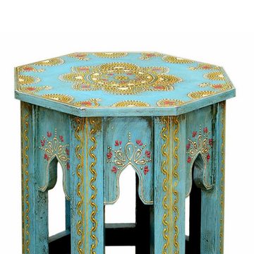 Casa Moro Beistelltisch Orientalische Beistelltische Saada Blau 2er Set aus Massivholz (Set, 2er Set), hamdbemalte Boho Chic Couchtische Shabby Chic Sofatische, MA-32-47