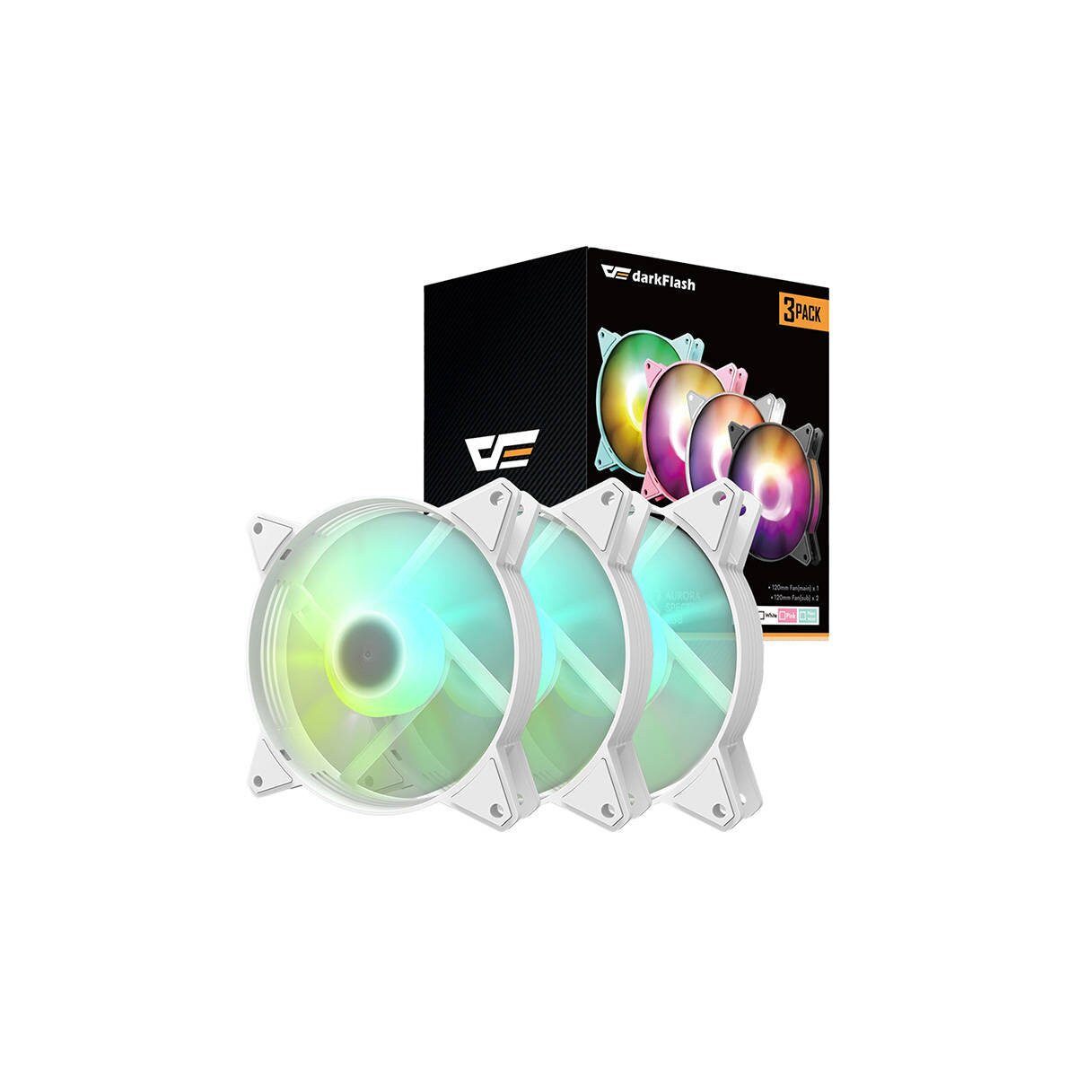 Darkflash Gehäuselüfter Darkflash C6 ARGB Lüfter Set 3-in-1 120mm Weiß