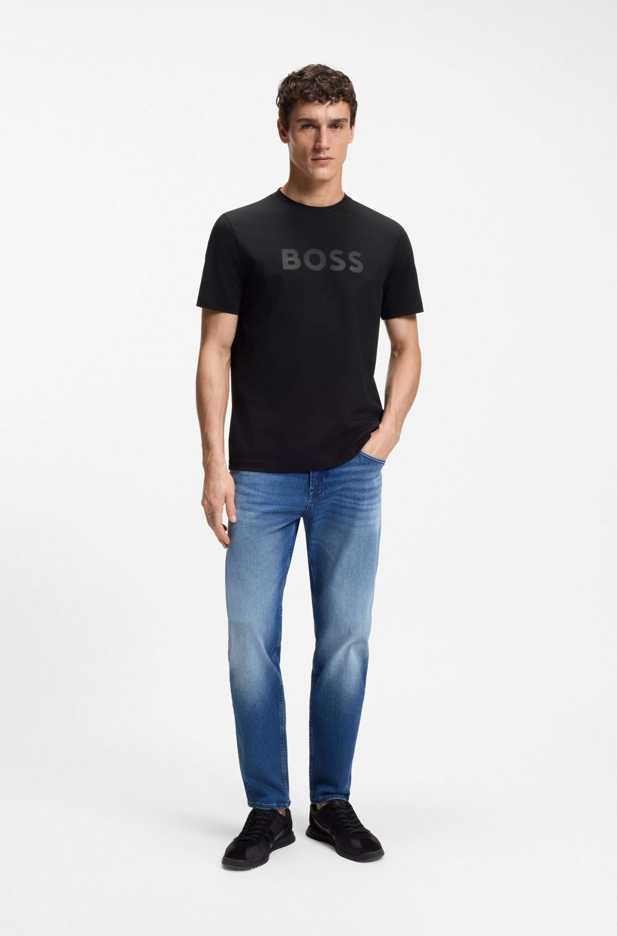 BOSS ORANGE T-Shirt Rundhalsausschnitt, Regular Fit, großer Logodruck – Bild 3 von 5