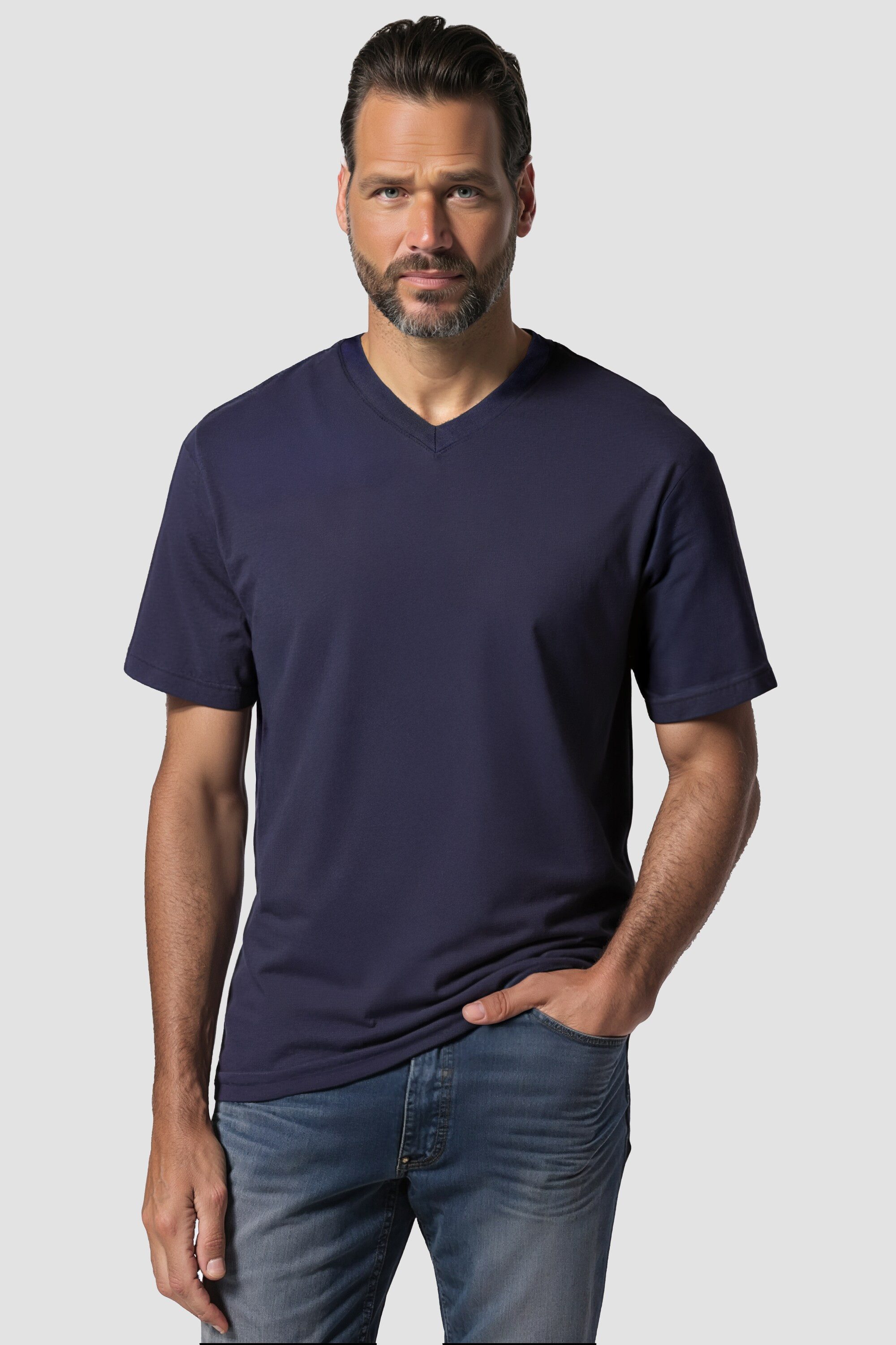 JP1880 T-Shirt bis 8XL T-Shirt aus Jersey Basic V-Shirt günstig online kaufen
