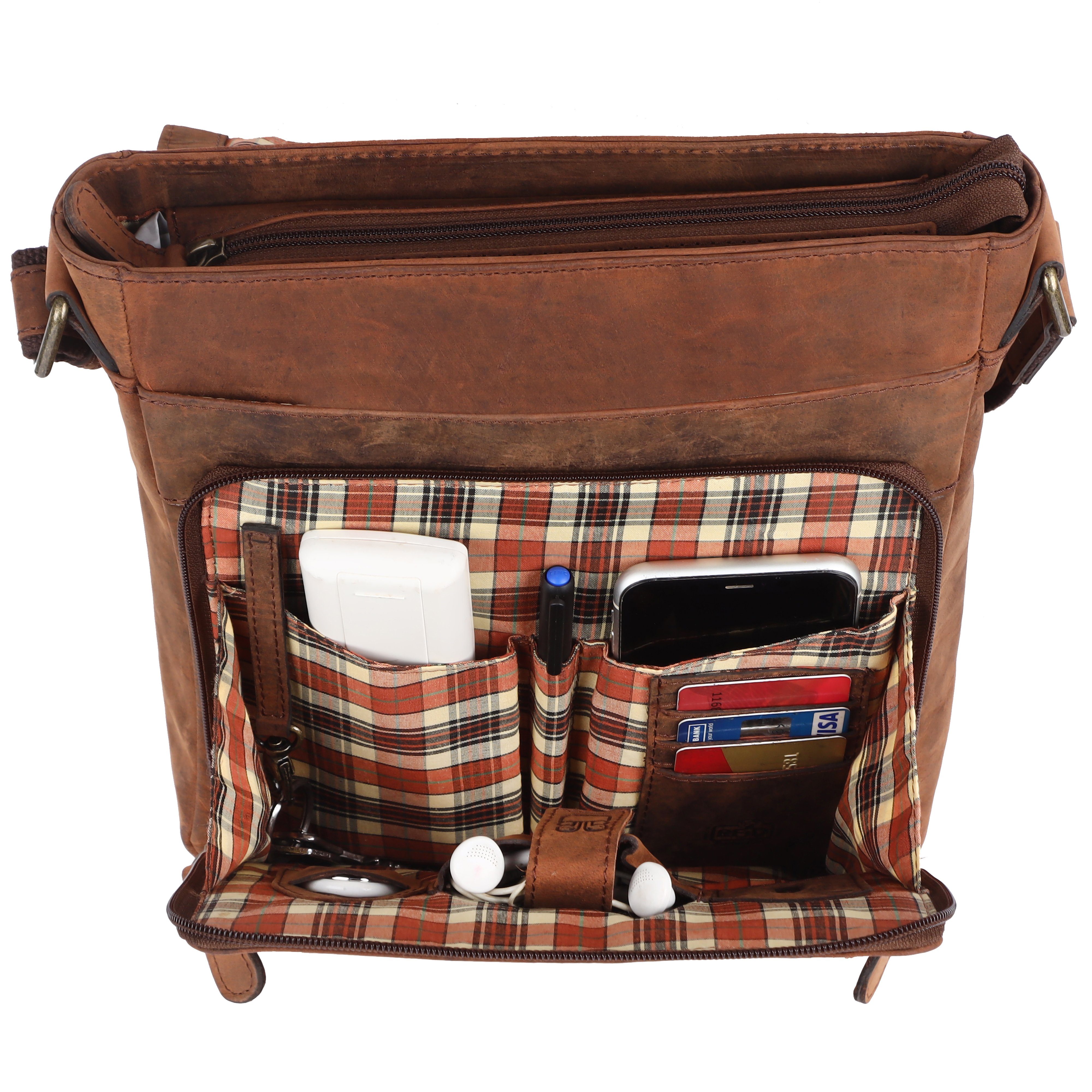 Tablet bis Premium Bag Messenger Zoll für Pictor, Ledertasche TUSC 10,5 Walnut