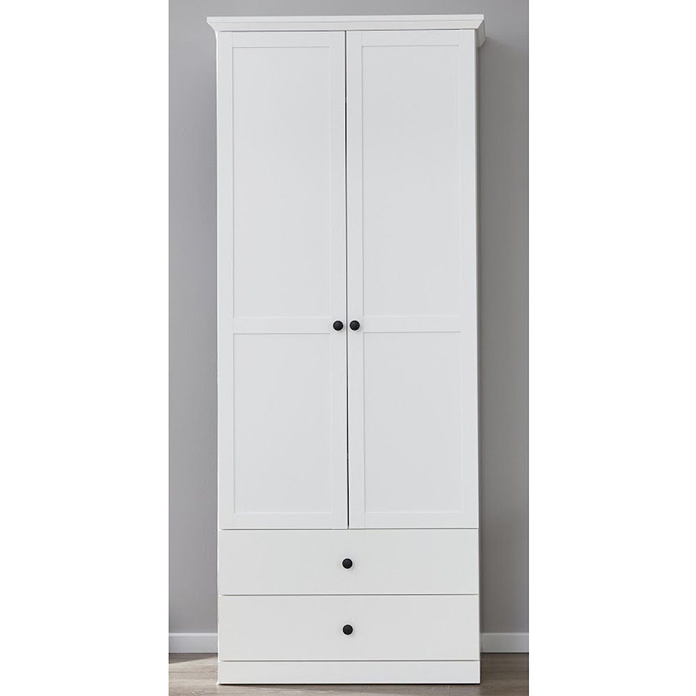 trendteam Garderobenschrank BrandsonBaxter Flurschrank Kleiderschrank Schrank Weiß 81 x 196 x 41 cm