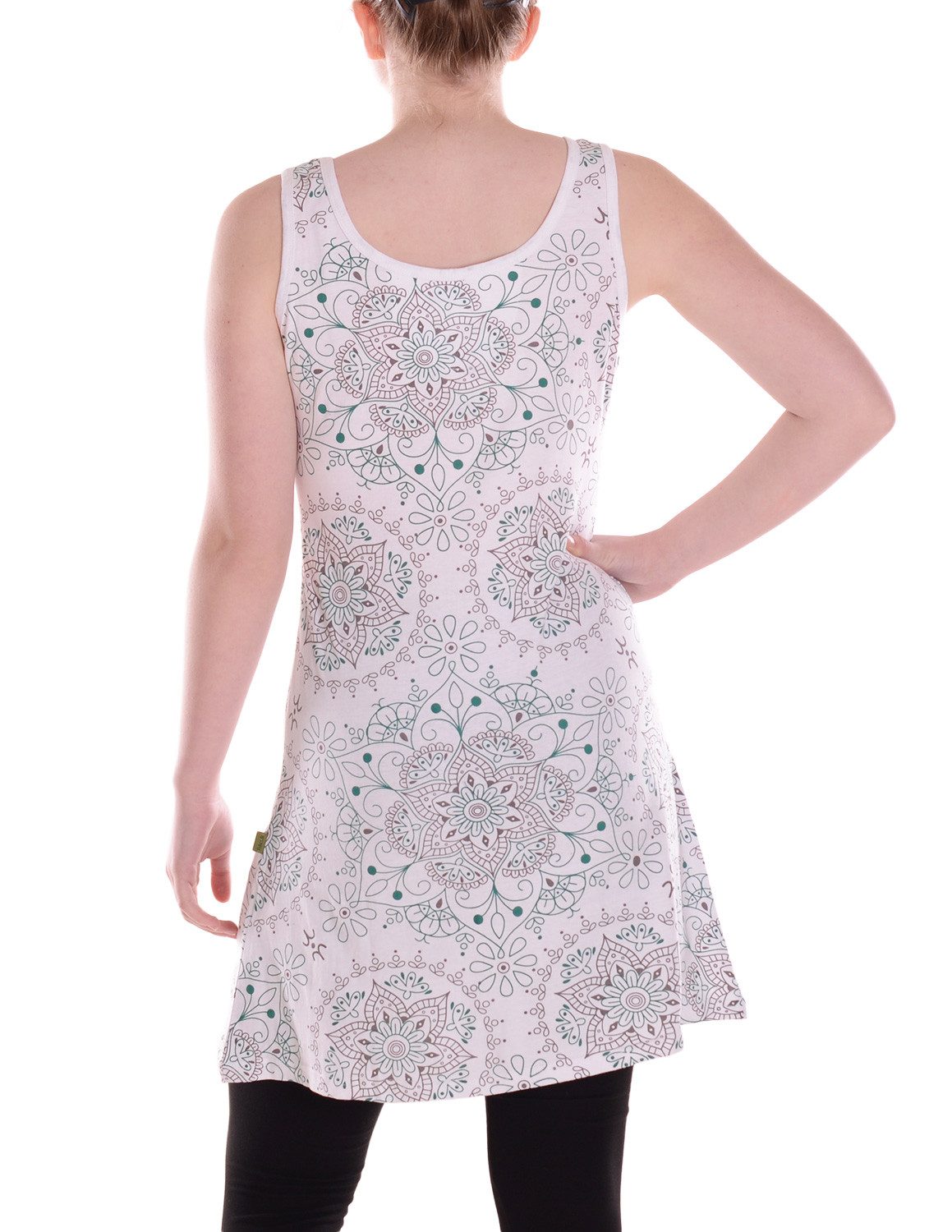 Vishes Minikleid Damen Baumwolle Blumen-Muster Rundhalsausschnitt ärmellos Casual Alternative Bekleidung, Ethno, Hippie, Retro Style