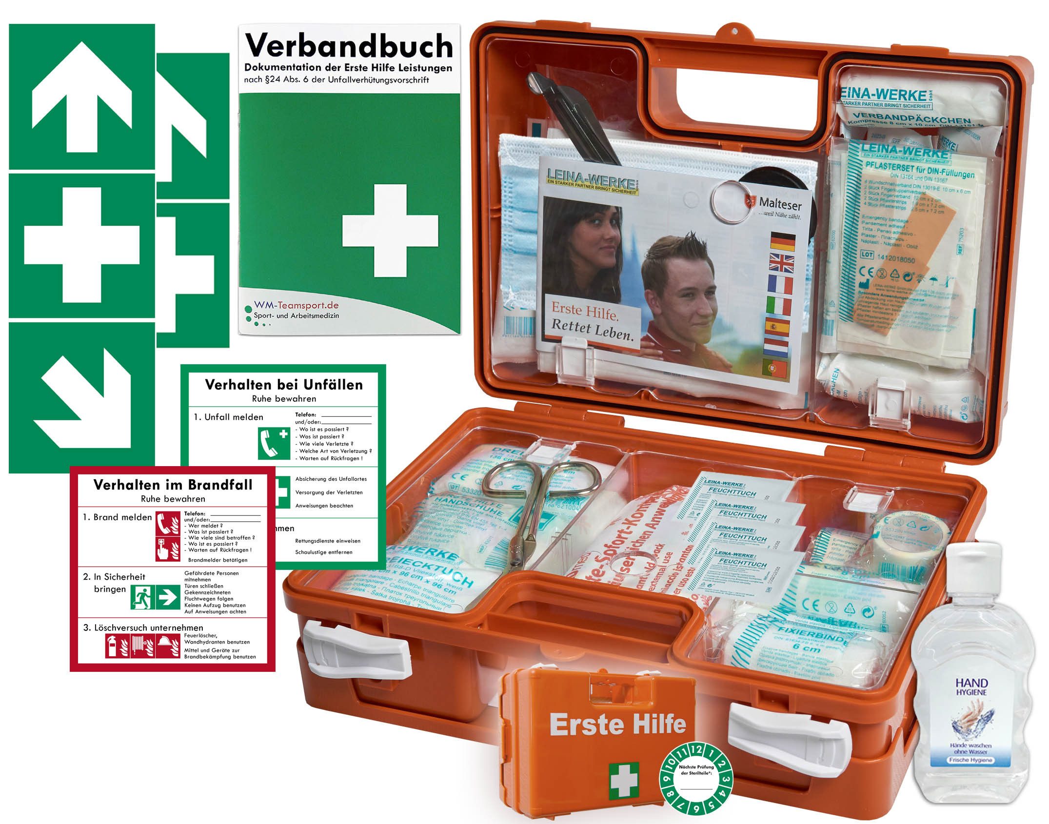 WM-Teamsport Erste-Hilfe-Koffer Erste-Hilfe-Koffer M1 – DIN 13157 + Hygiene-Gel + Aufkleber