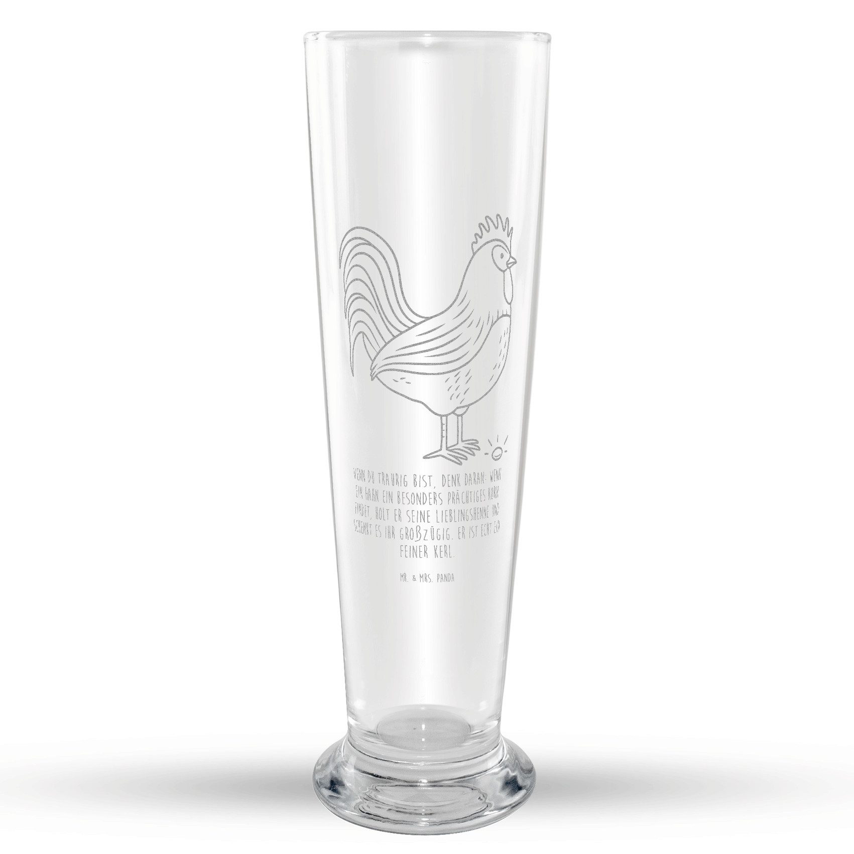 Mr. & Mrs. Panda Bierglas Hahn Korn, Bierglas, Transparent, Bauernhof, Korn, Weizenbier Glas, W, Premium Glas, Geschenk Henne Bauernhof
