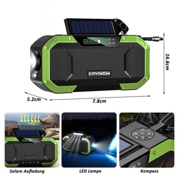 CALIYO Digitalradios, Radios,Solarradio, Kurbelradio mit Handyladefunktion Radio (Radio (5000 mAh Powerbank mit USB-Ausgang Powerbank, FM/AM, IPX5)