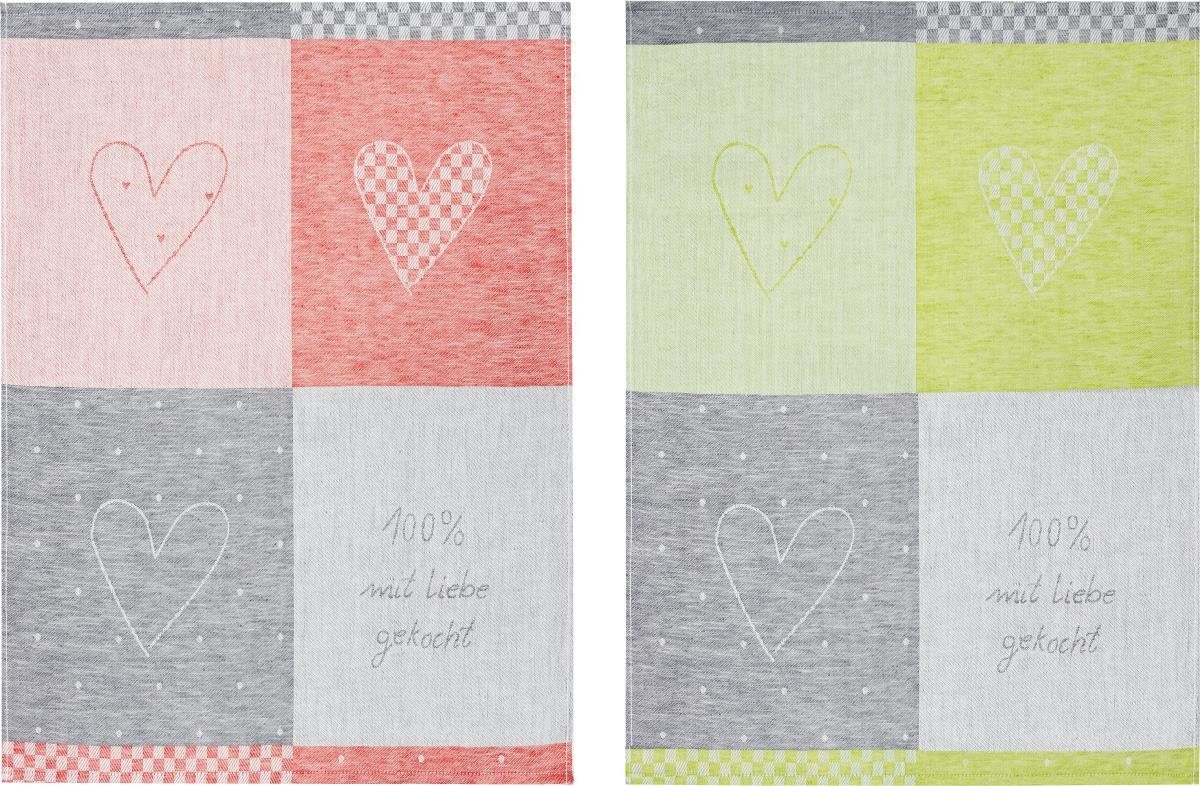 Kracht Geschirrtuch 100% Liebe, (Set, 4-tlg., günstig online kaufen
