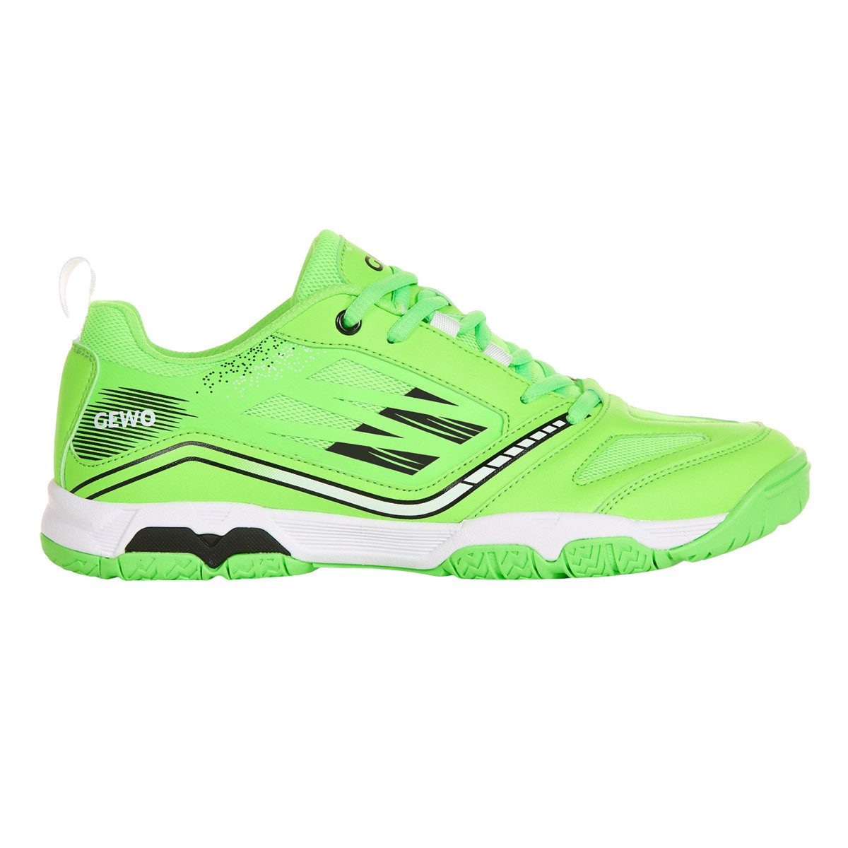 Gewo Tischtennis Schuh Flex Force Pro, Indoor Hallenschuh, lime-schwarz Trainingsschuh Tischtennis Schuhe Herren Damen