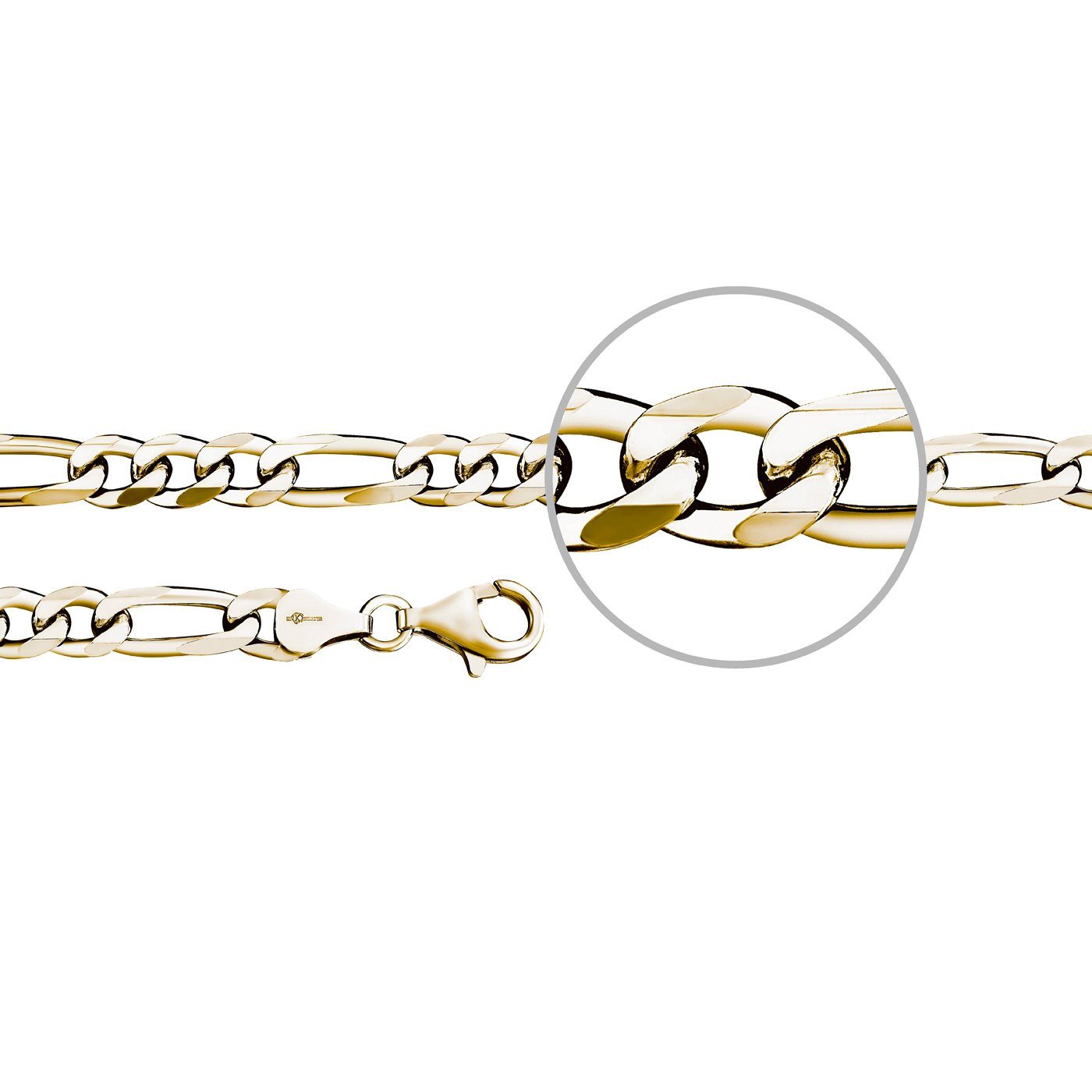 Der Kettenmacher Silberarmband FIGAROARMBAND, diamantiert, ca. 7 mm breit, F4-G, F4-S gelbgoldfarben | Silberarmbänder