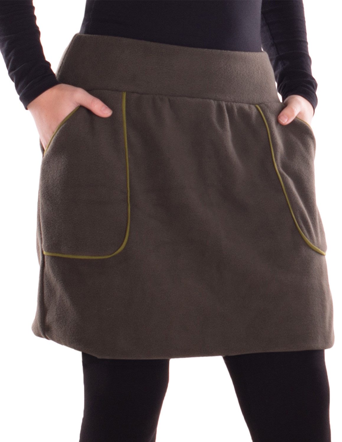 Minirock Vishes warmer Fleecerock mit Taschen und breitem Bund aus Fleece