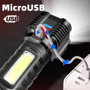 Cbei LED Taschenlampe USB Aufladbar Flashlight Handlampe Handheld Taktische Taschenlampe (5 LED Lamps Superhell, mit COB-Seitenlicht 4 Beleuchtungsmodi), für Camping, Outdoor, Notfall, Wandern, Zuhause