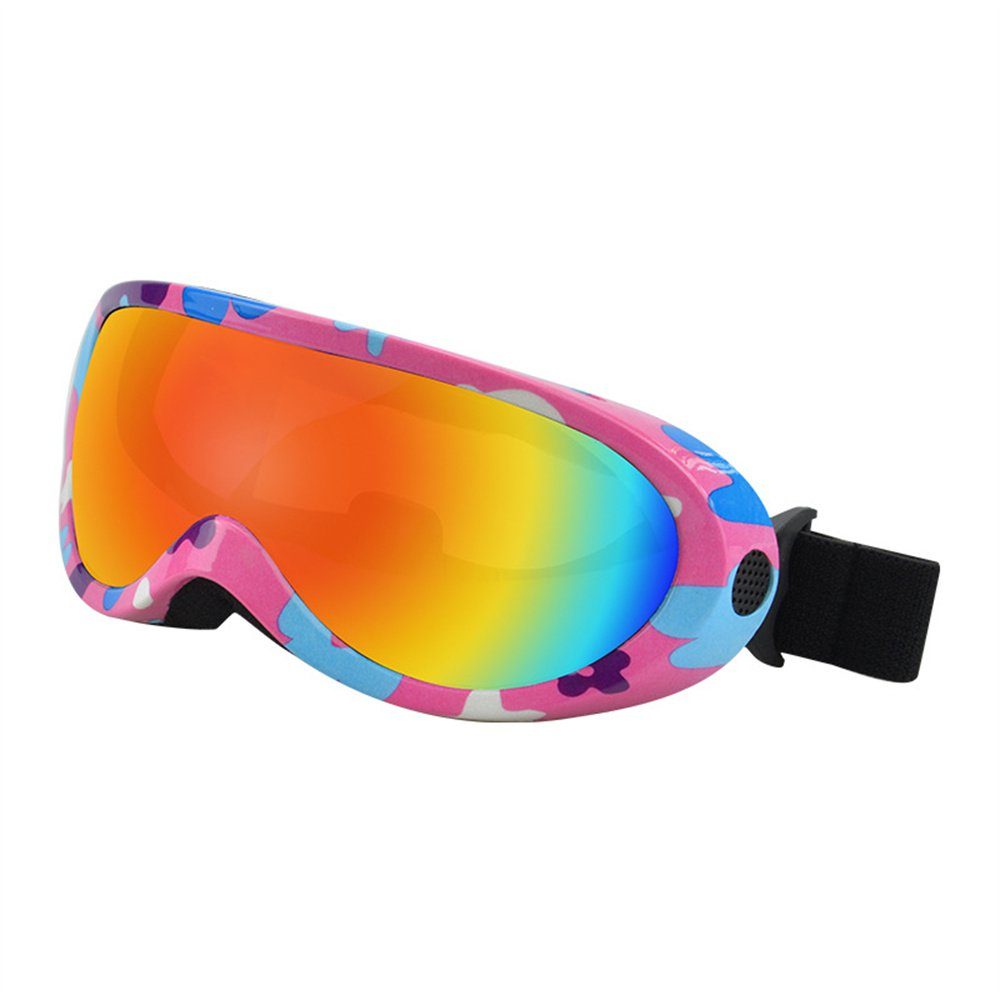 Rouemi Skibrille Erwachsene Skibrille,Outdoor-Anti-UV-Anti-Schnee-Bergsteigerbrille Rosa