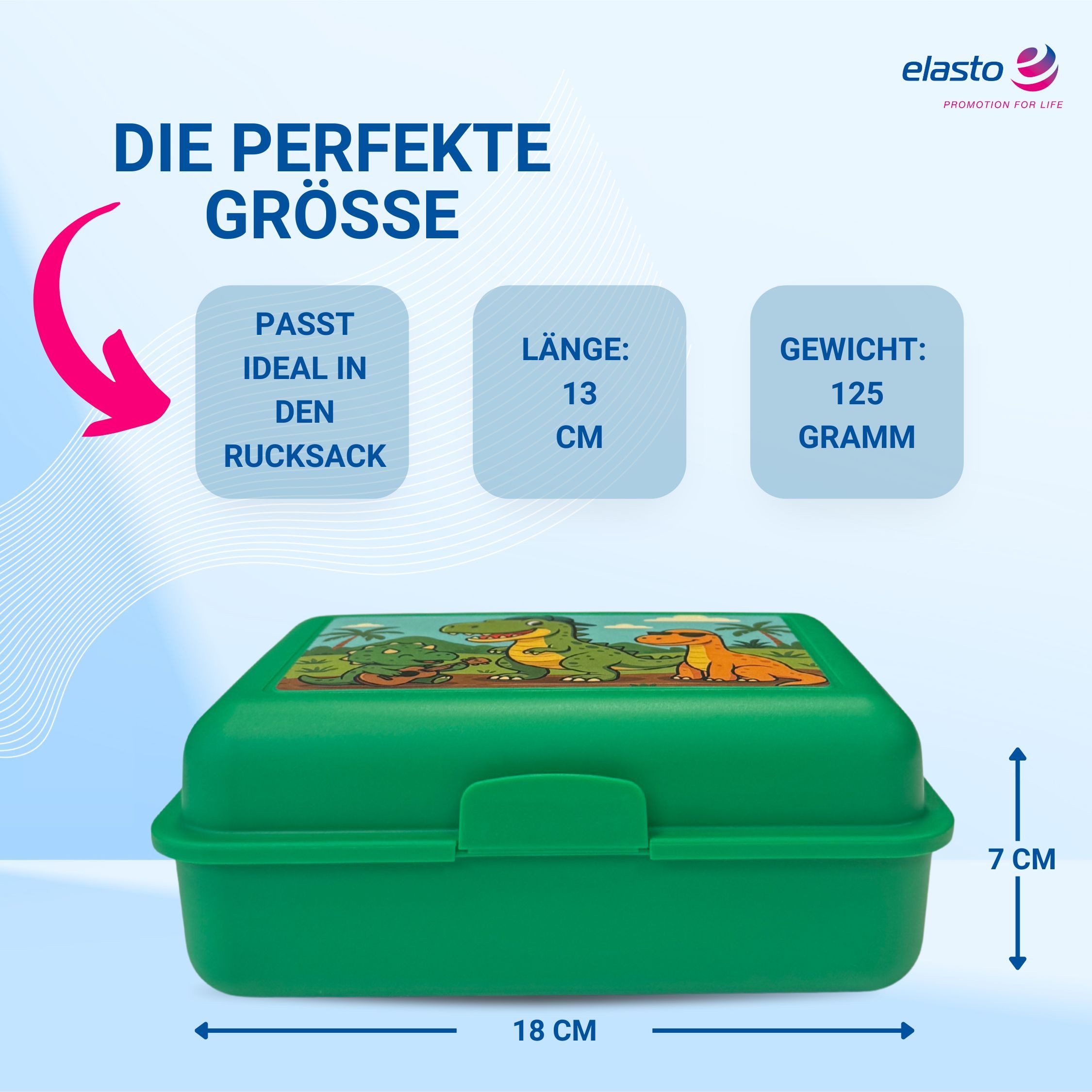 elasto Lunchbox Dino Motiv Brotdose mit Trennschale - Kinder Vesperbox für die Schule – Bild 2 von 5