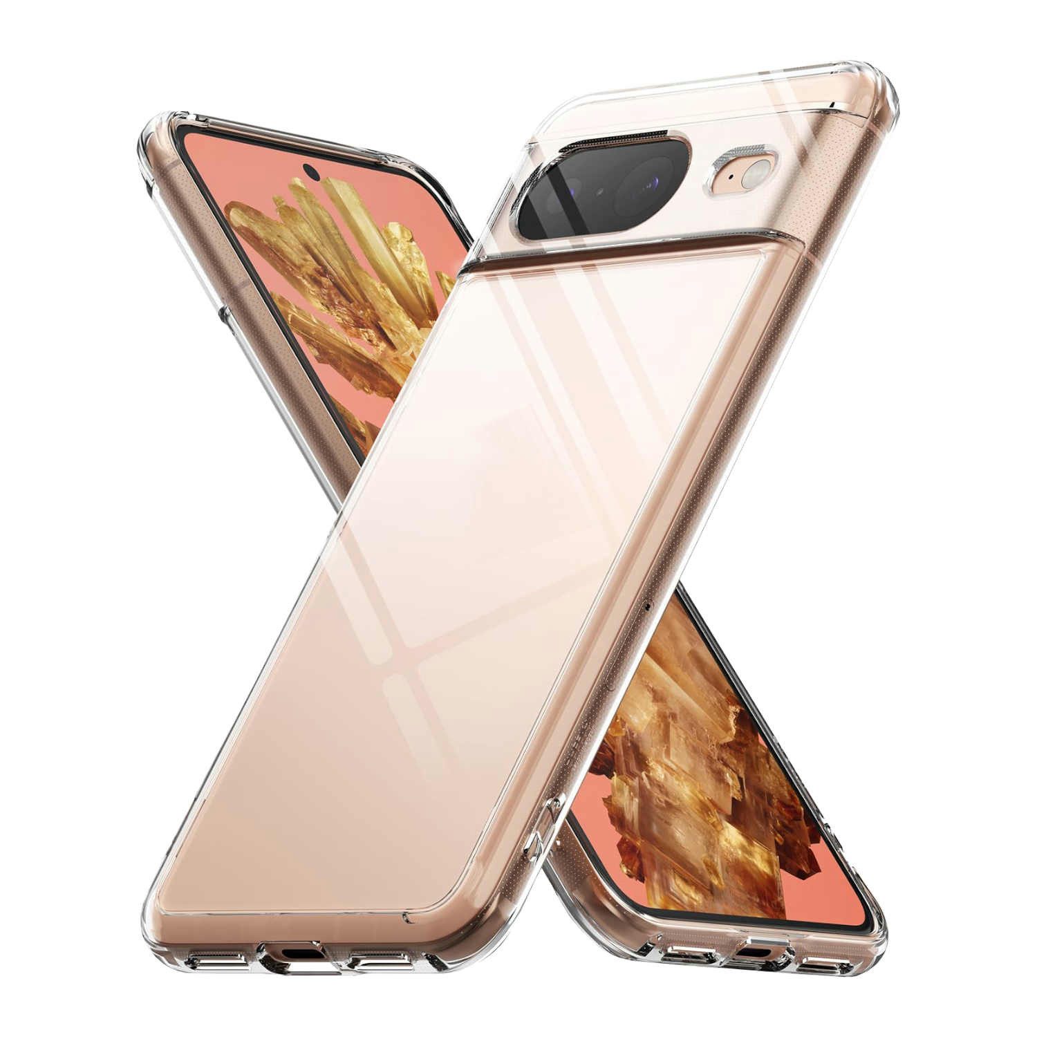 Wigento Handyhülle Für Google Pixel 8 Silikon TPU Transparent Handy Tasche Hülle Cover