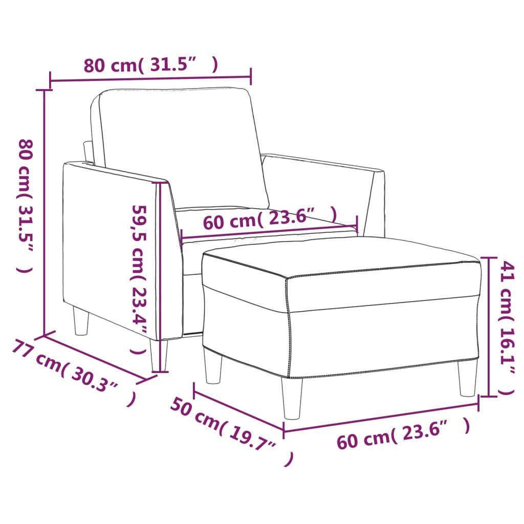 vidaXL mit Creme Hocker Kunstleder 60 cm Sessel Sofa