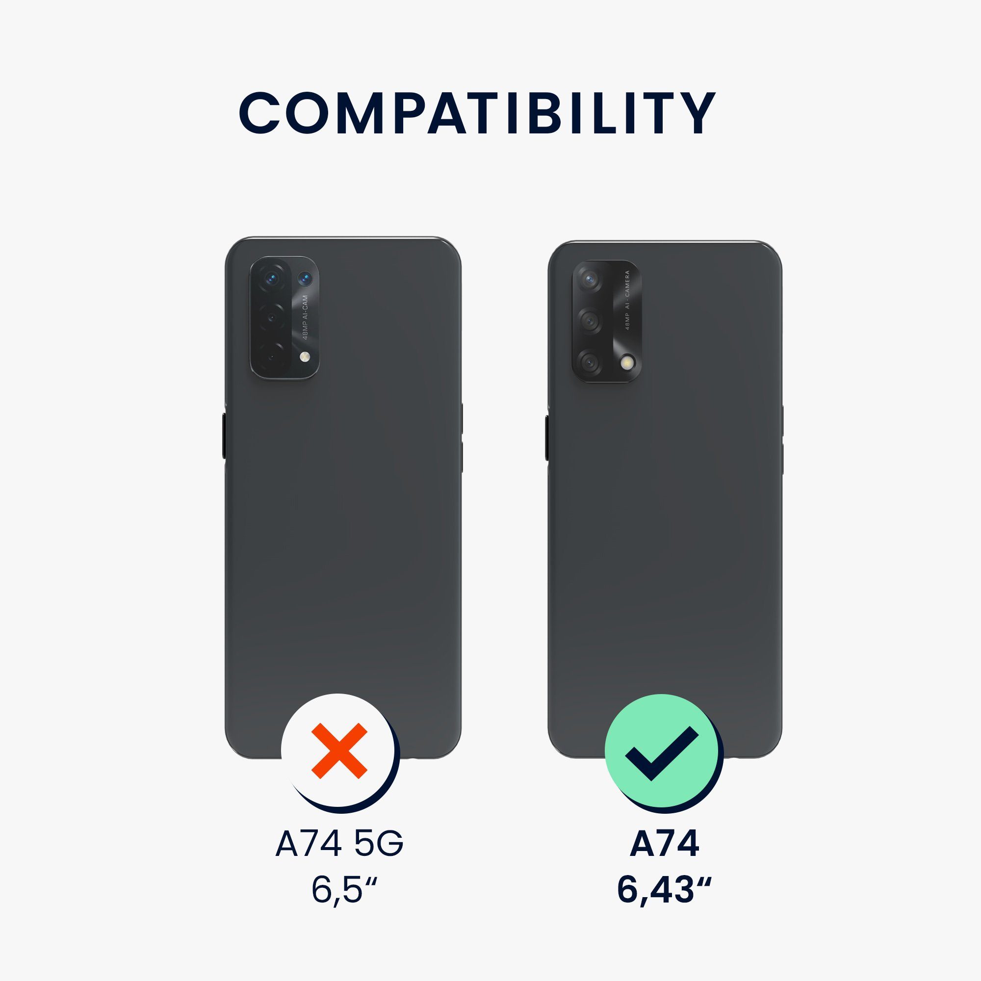 kwmobile Handyhülle Slim Case für Oppo A74, Hülle Silikon Handy - Handyhülle gummiert