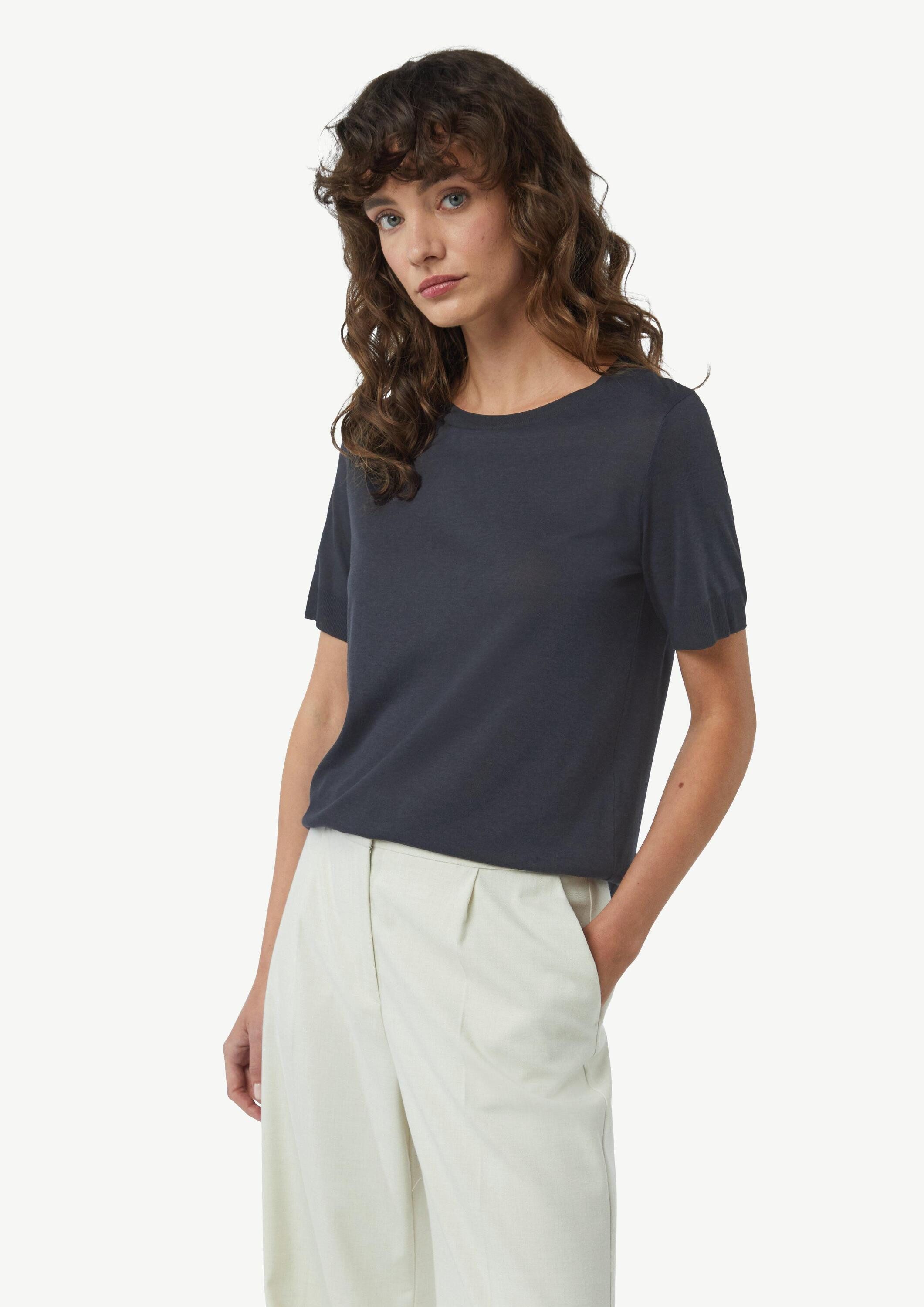 comma Kurzarmshirt T-Shirt T-Shirt aus Strickjersey mit Rippdetails günstig online kaufen