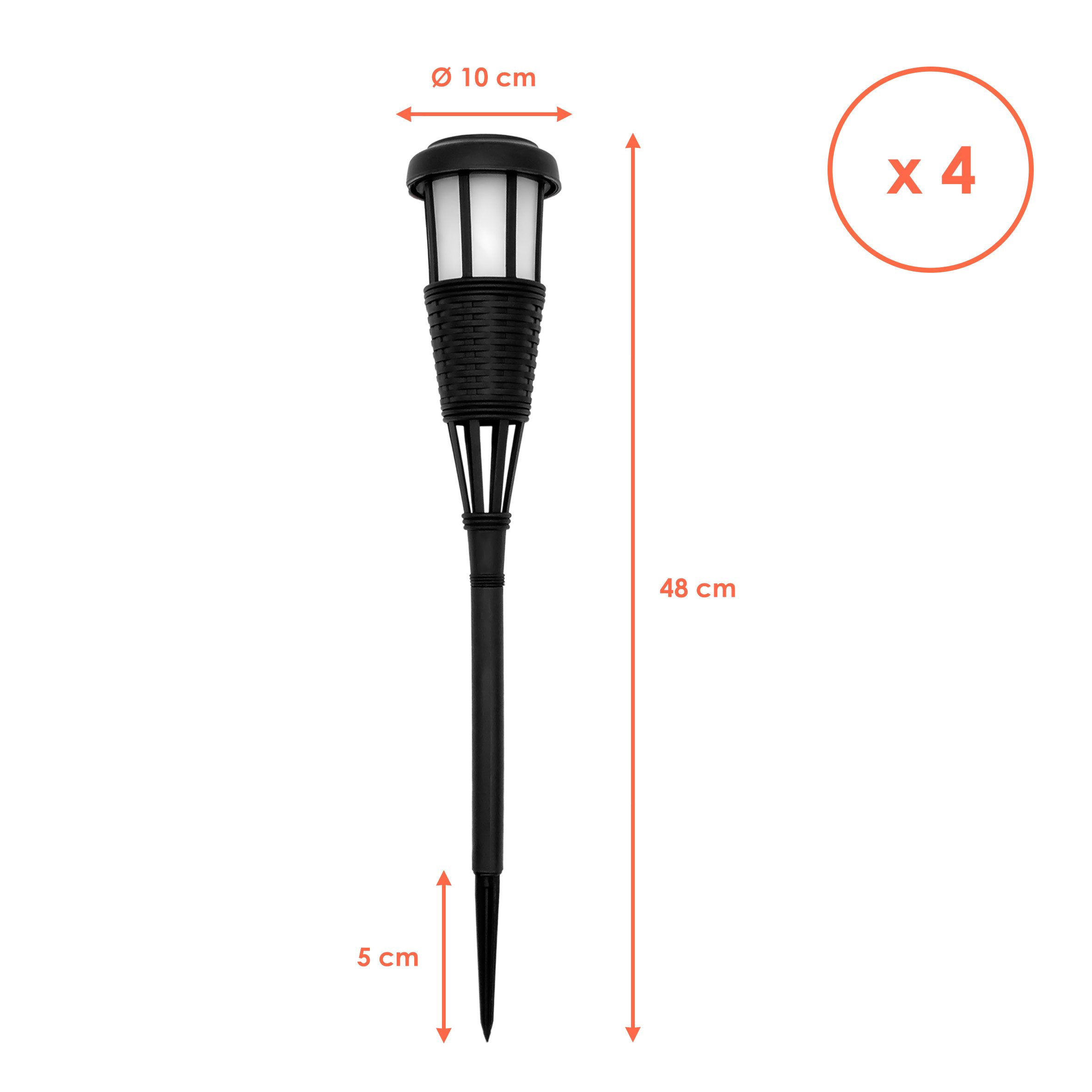Spetebo LED Gartenfackel in Rattan Optik - Solarleuchte 48 x 10 cm, Solarlampe, LED fest integriert, warm weiß, mit Flackereffekt