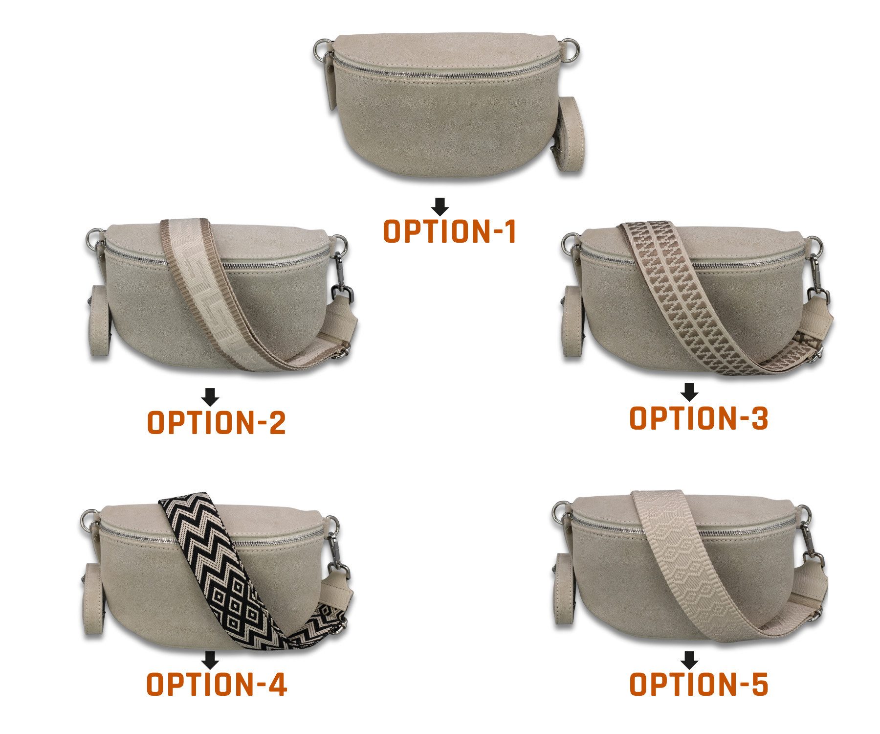 Adel Bags Gürteltasche SUEDE Bauchtasche für Damen aus echtem Wildleder, Beige